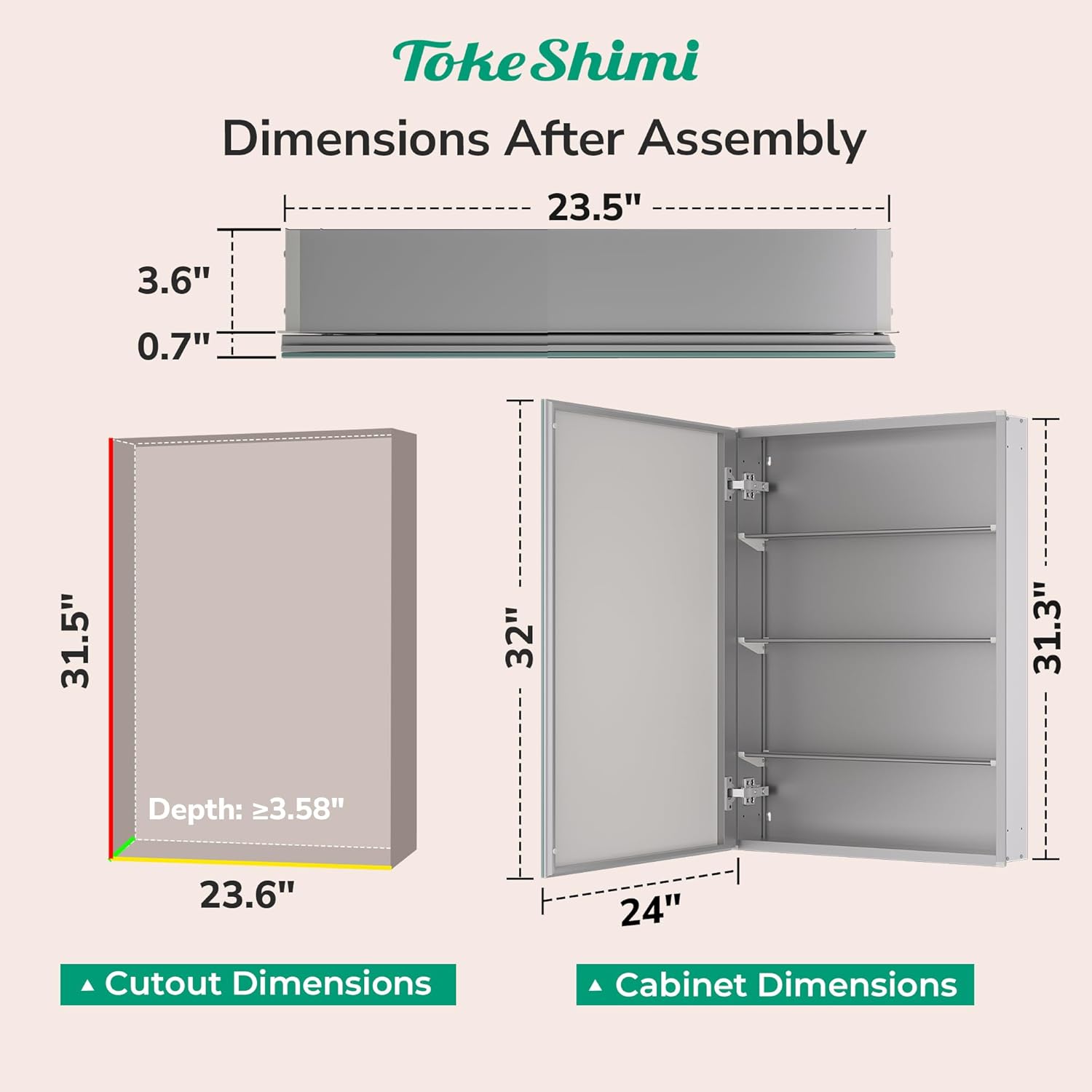 Thumbnail 1 de TokeShimi 24x32 Mirrored Medicine Cabinet for Bathroom 🪞
