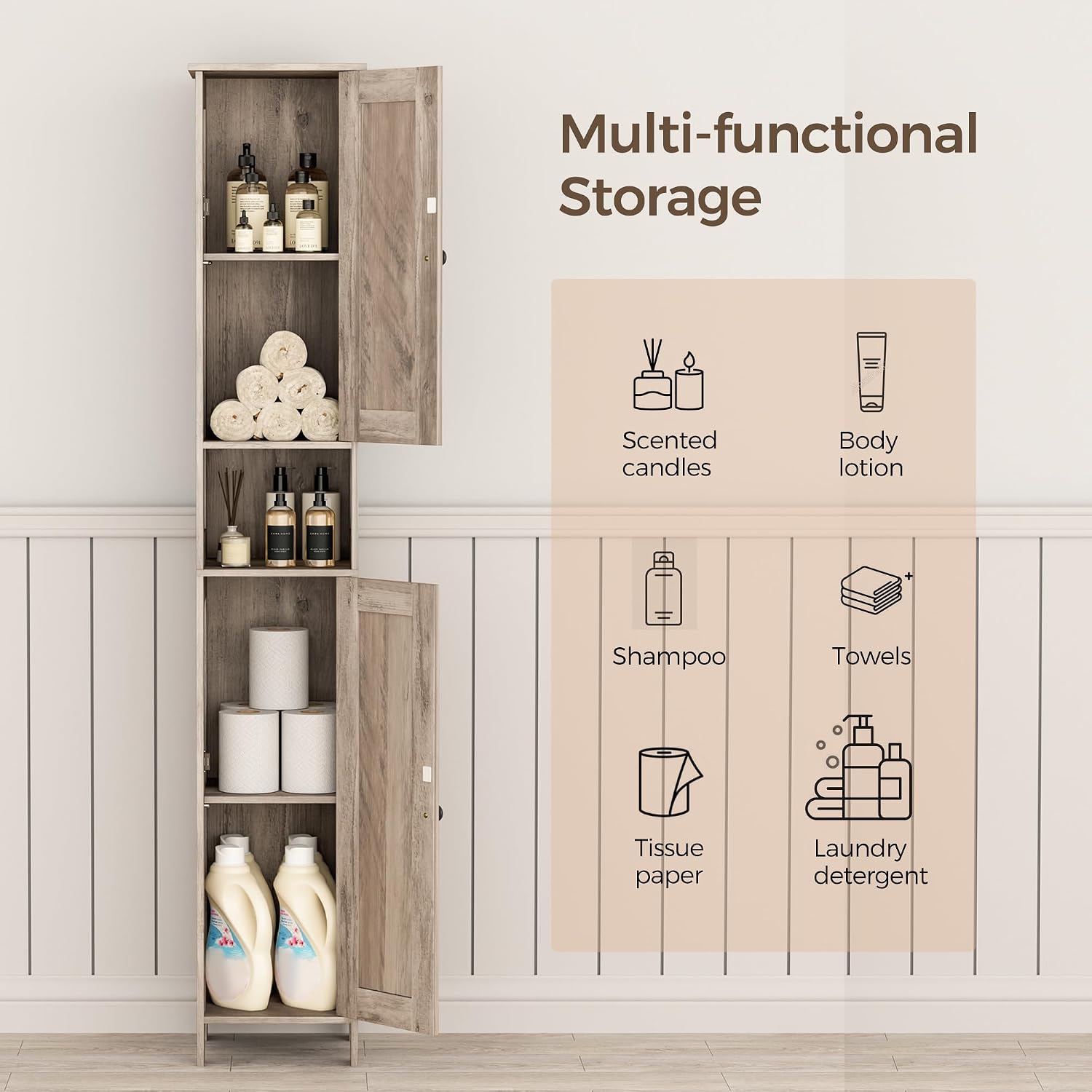 Detalle 2 de Homleke Bathroom Storage Cabinet, 11.8-inch Wide