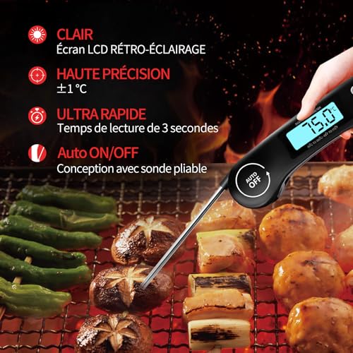 Detalle 2 de DOQAUS thermomètre de cuisine à lecture instantanée avec sonde pliable