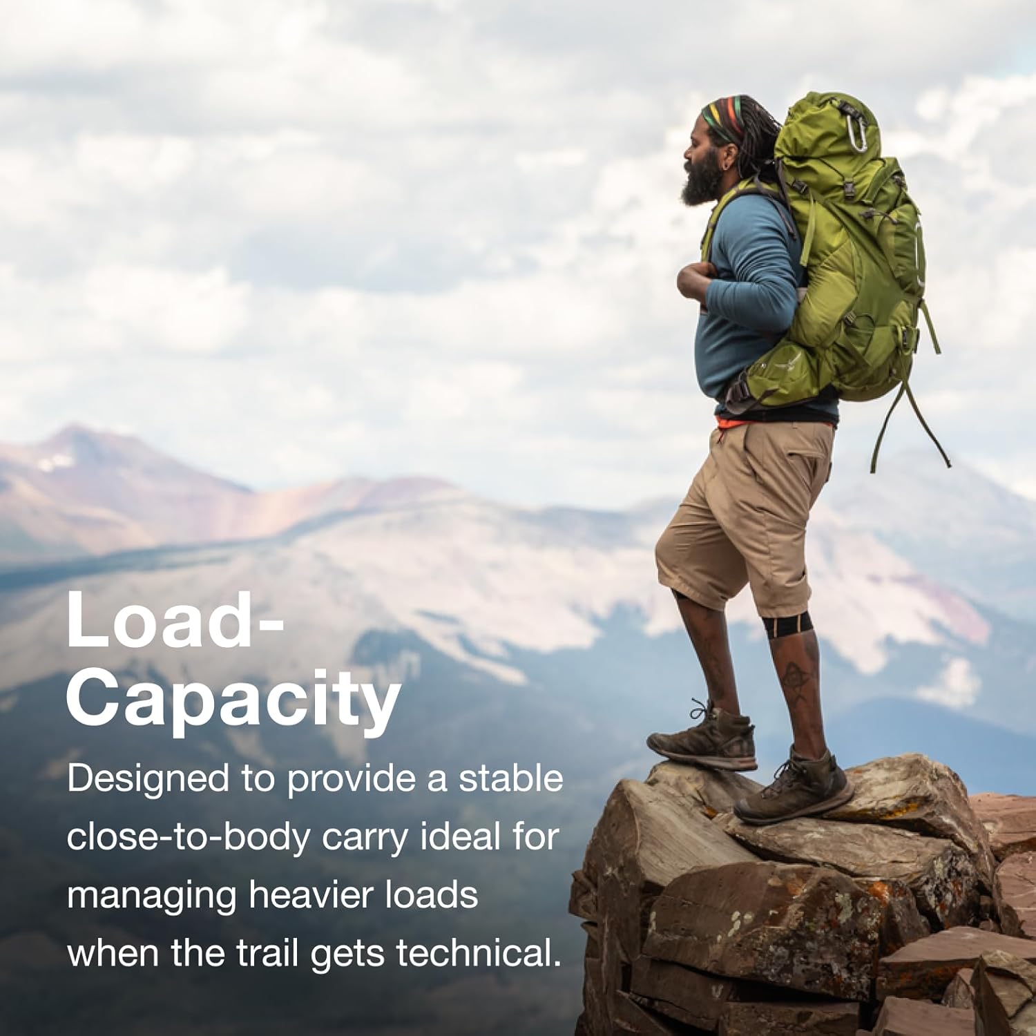 Detalle de Osprey Aether Men’s Backpack — adjustable fit with AirScape back panel for heavy loads