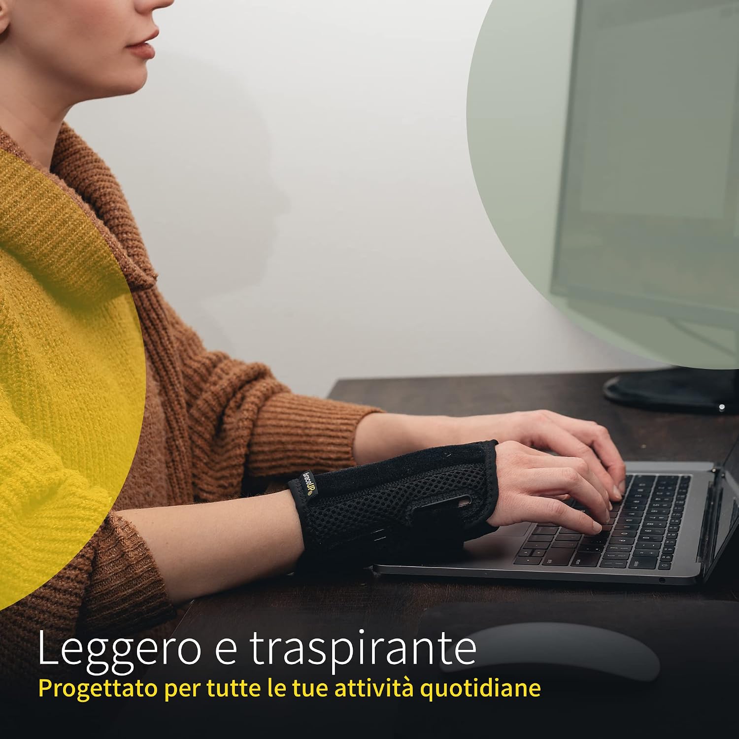 Detalle de BraceUP Tutore Polso - Fascia per polso sinistro, sinistra L/XL | Sollievo e Stabilità per Tunnel Carpale
