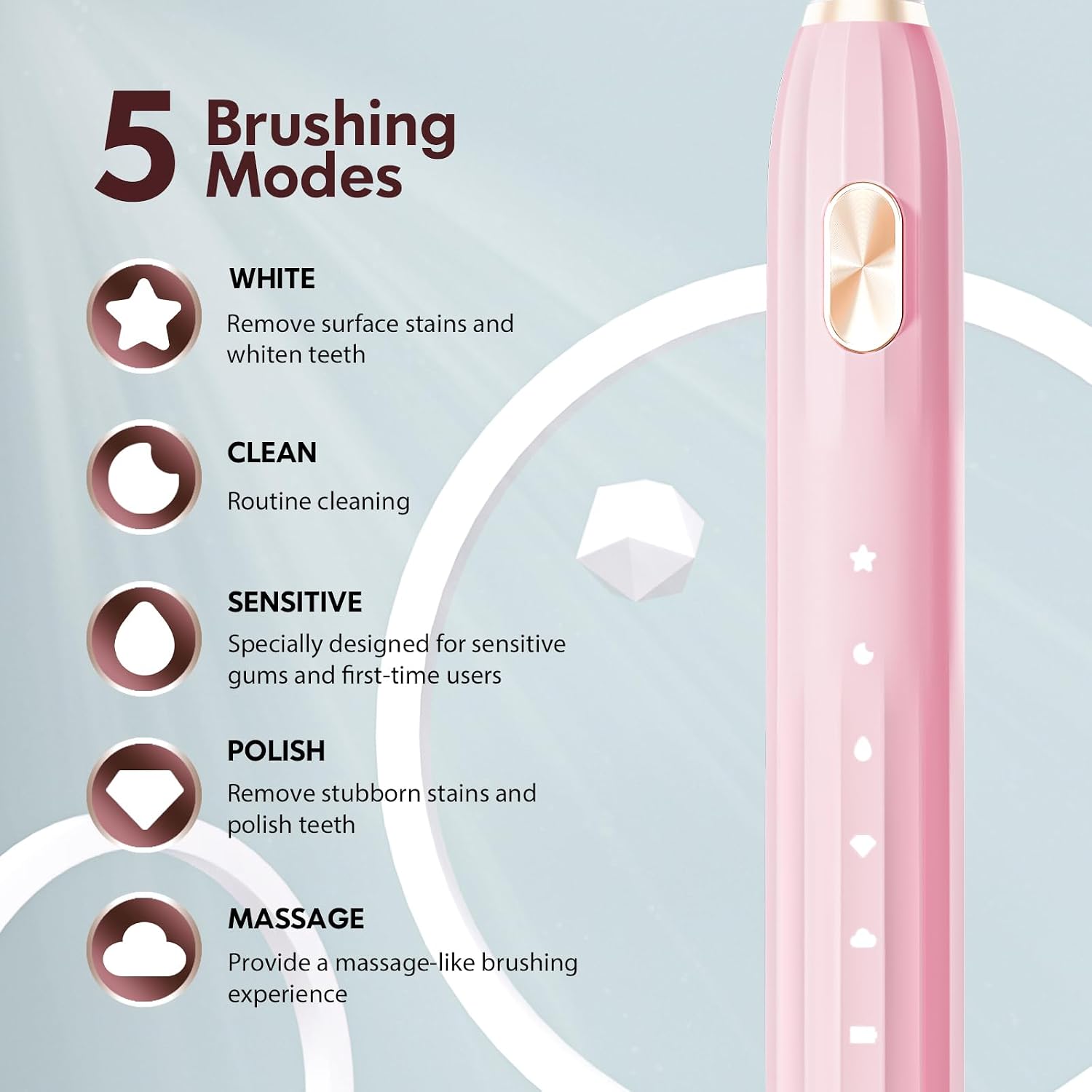 Thumbnail 3 de Kids Electric Toothbrush 6-12 Rechargeable Sonic Toothbrush Pink