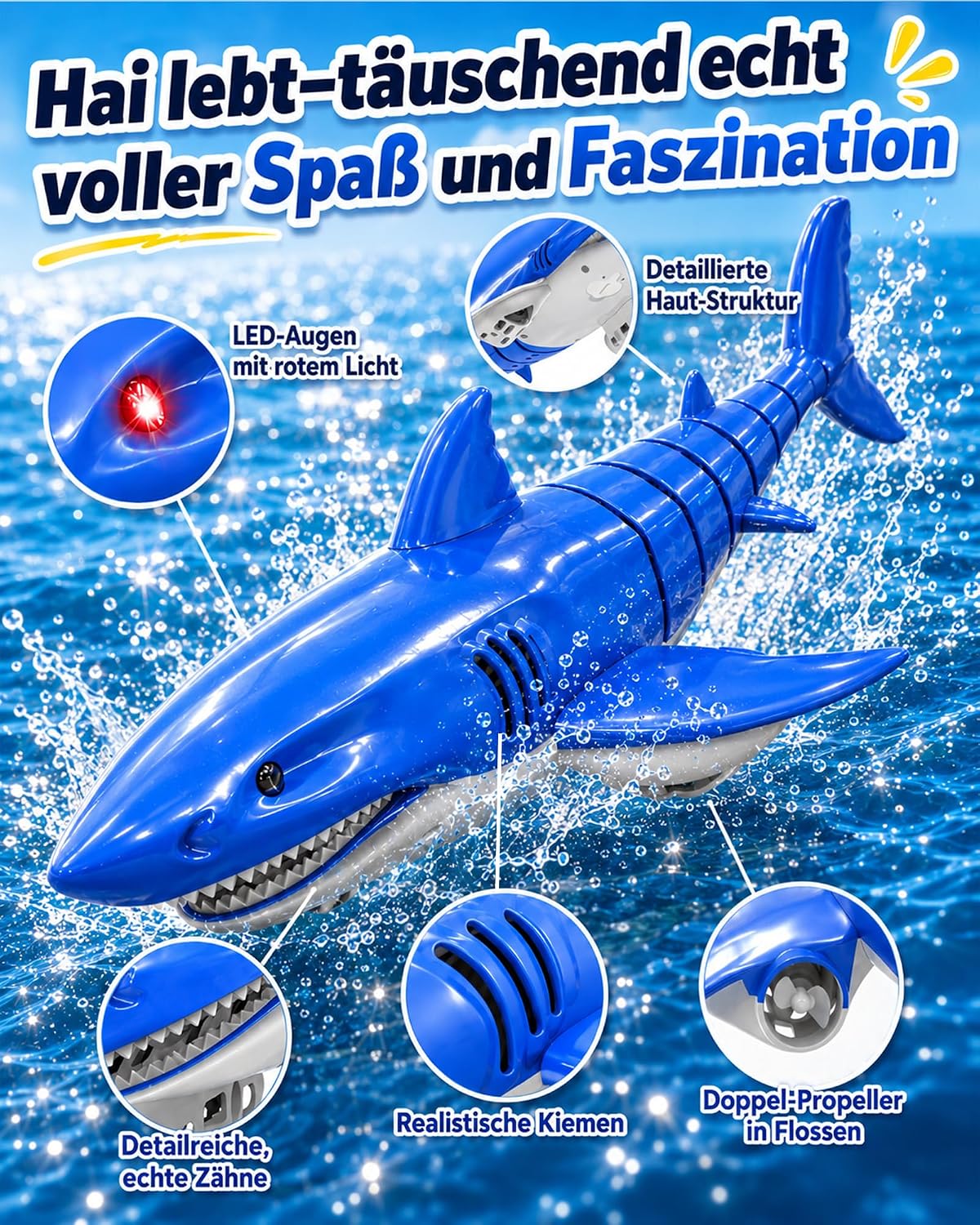 Thumbnail 1 de KOKODI Ferngesteuerter Robo-Hai – wasserdichtes RC Badespielzeug für Kinder ab 3 Jahren