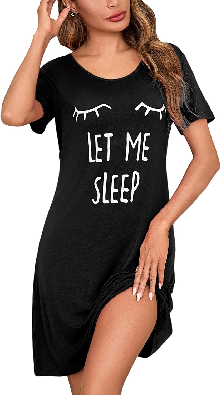 Detalle 2 de Uniexcosm Chemise de Nuit Femme en Coton – Manche Courte, Taille Tour Large