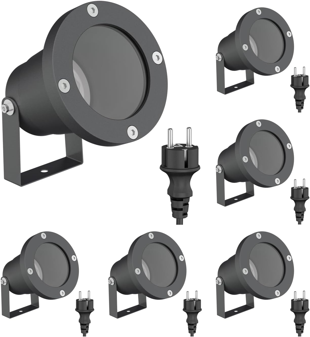 Thumbnail 6 de Ledscom.de 3x Faretto da Giardino DUK per Esterni IP65 - Spina Schuko, Nero, GU10