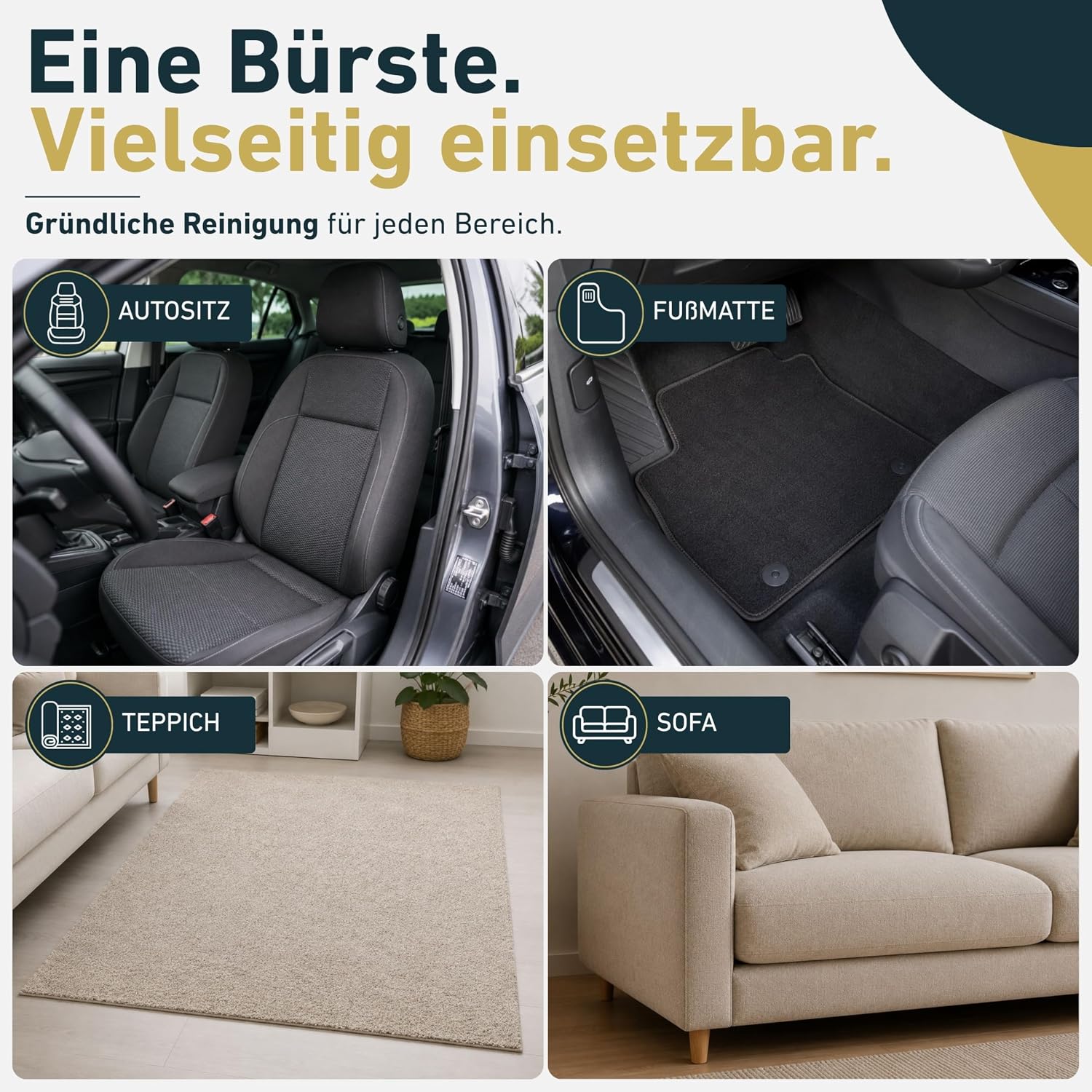Thumbnail 2 de Aurum-Performance® Textilbürste für Auto & Polster gegen Schmutz, Flecken und Tierhaare