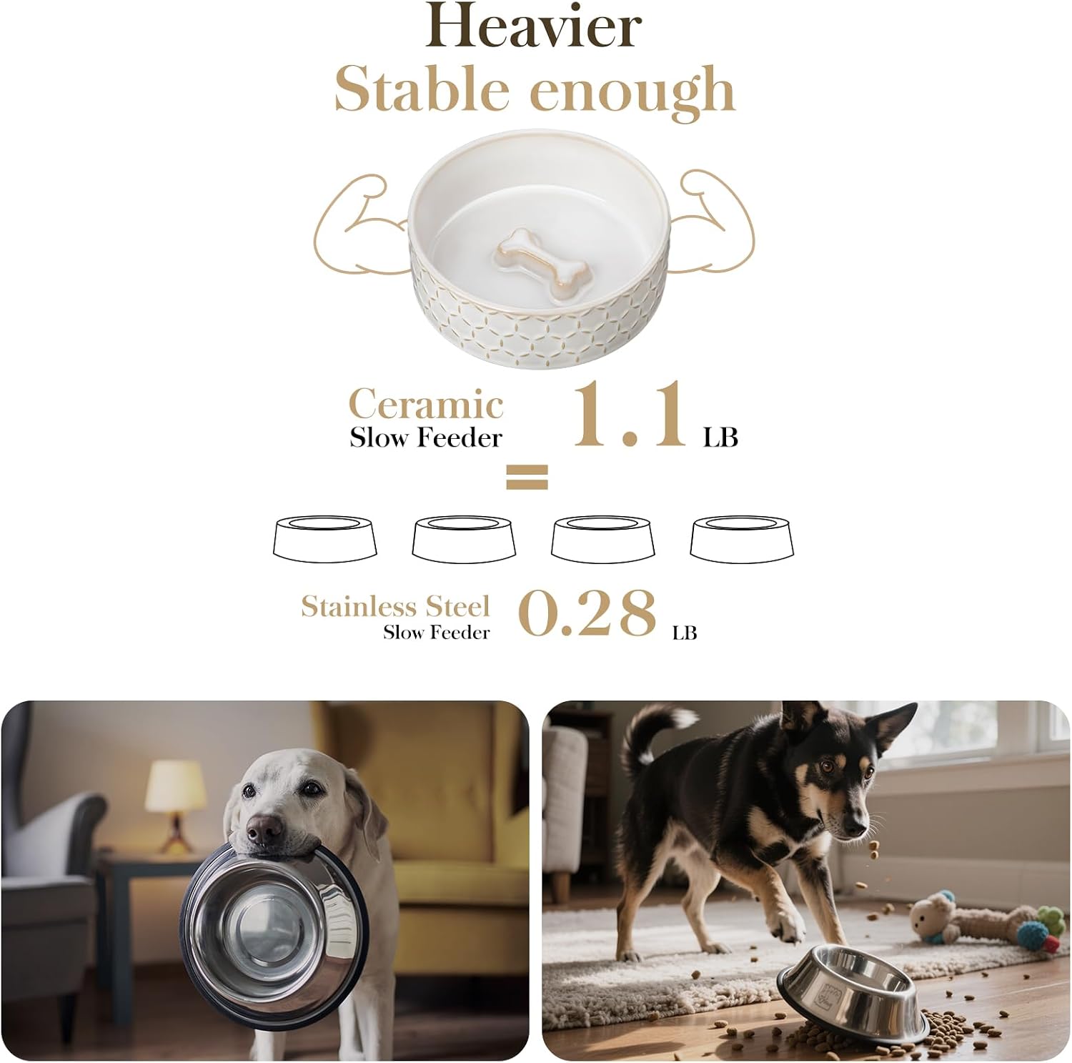 Thumbnail 4 de MALACASA Ceramic Pet Bowl, 2-Cup Capacity