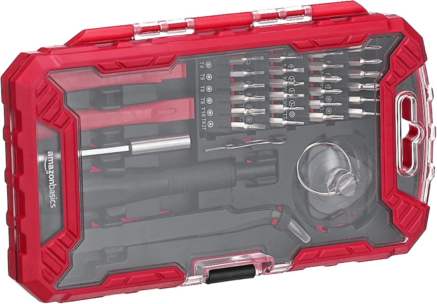 Detalle de Amazon Basics 32-Piece Electronics Repair Screwdriver Set, Red