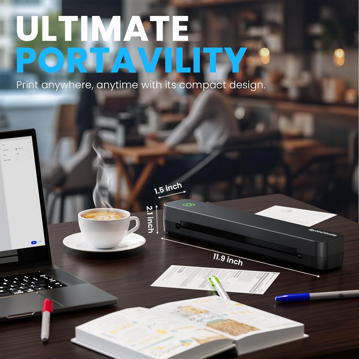 Thumbnail 1 de ByteCintia C80S Portable Printer for Travel: Bluetooth Thermal, Inkless, A4/US Letter