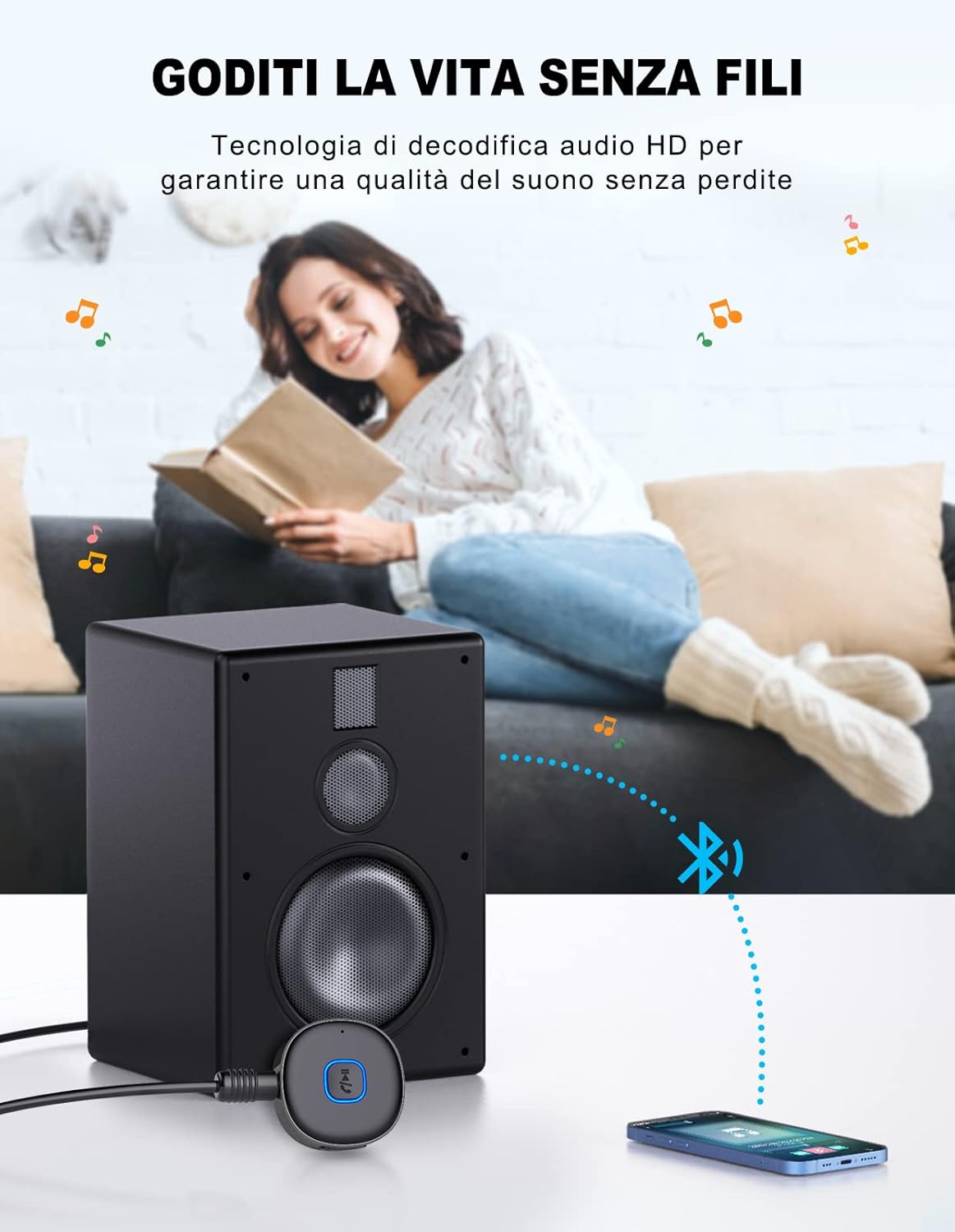 Detalle 2 de Mohard Ricevitore Bluetooth 5.3 per jack 3,5 mm, 16 ore di riproduzione