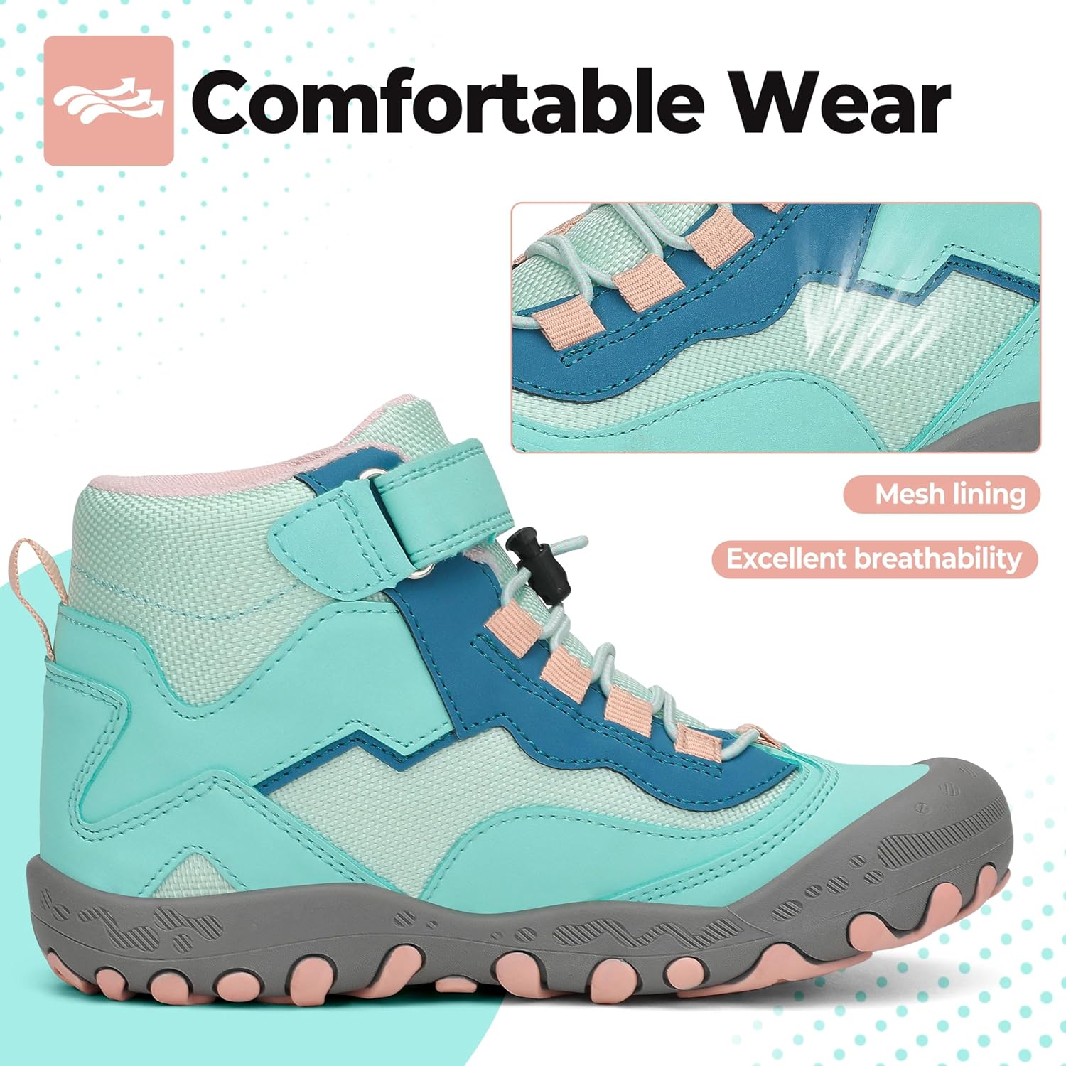 Detalle 2 de Mishansha Ragazze Scarpe da Trekking: leggerezza, traspirabilità e grip per l’avventura