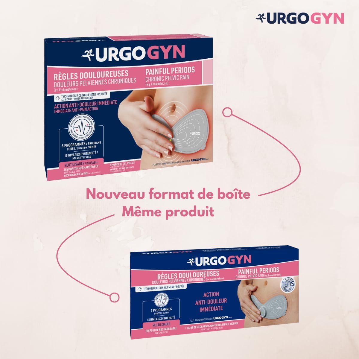 Detalle de URGOGYN – Patch TENS pour douleurs menstruelles et douleurs pelviennes chroniques (ex: endométriose)