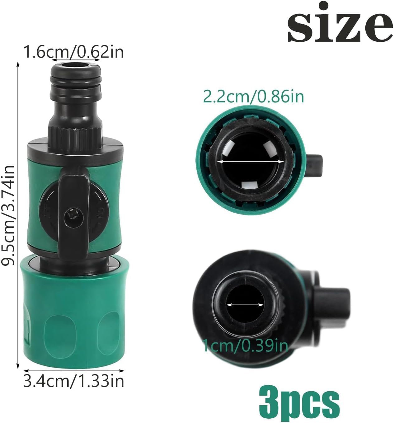 Detalle de Hydrogarden set di 3 valvole di intercettazione per tubo con giunto rapido e interruttore