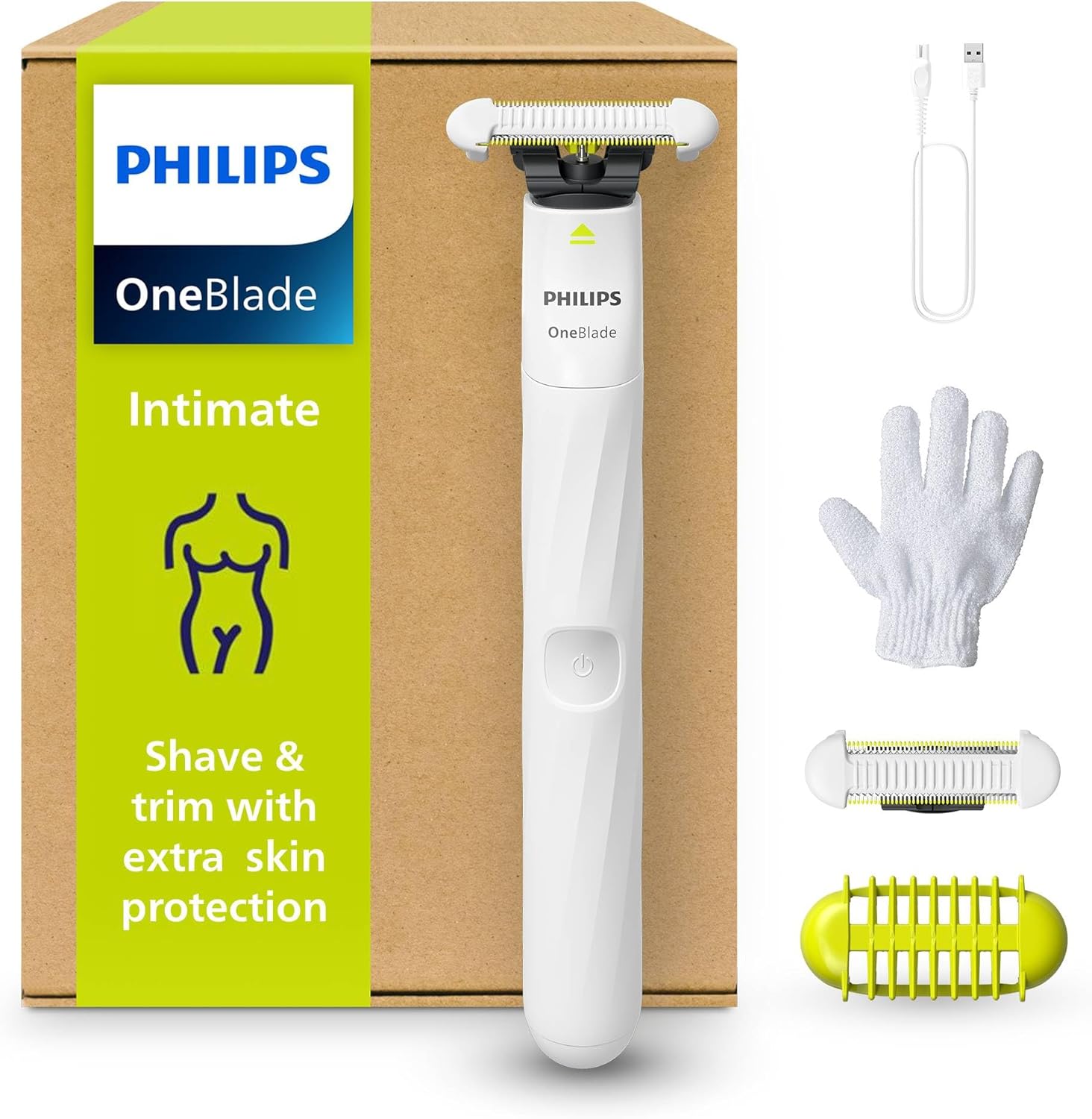 Detalle de Philips OneBlade Intimate QP1924/28: Trim, shave and protect sensitive skin with a flexible approach