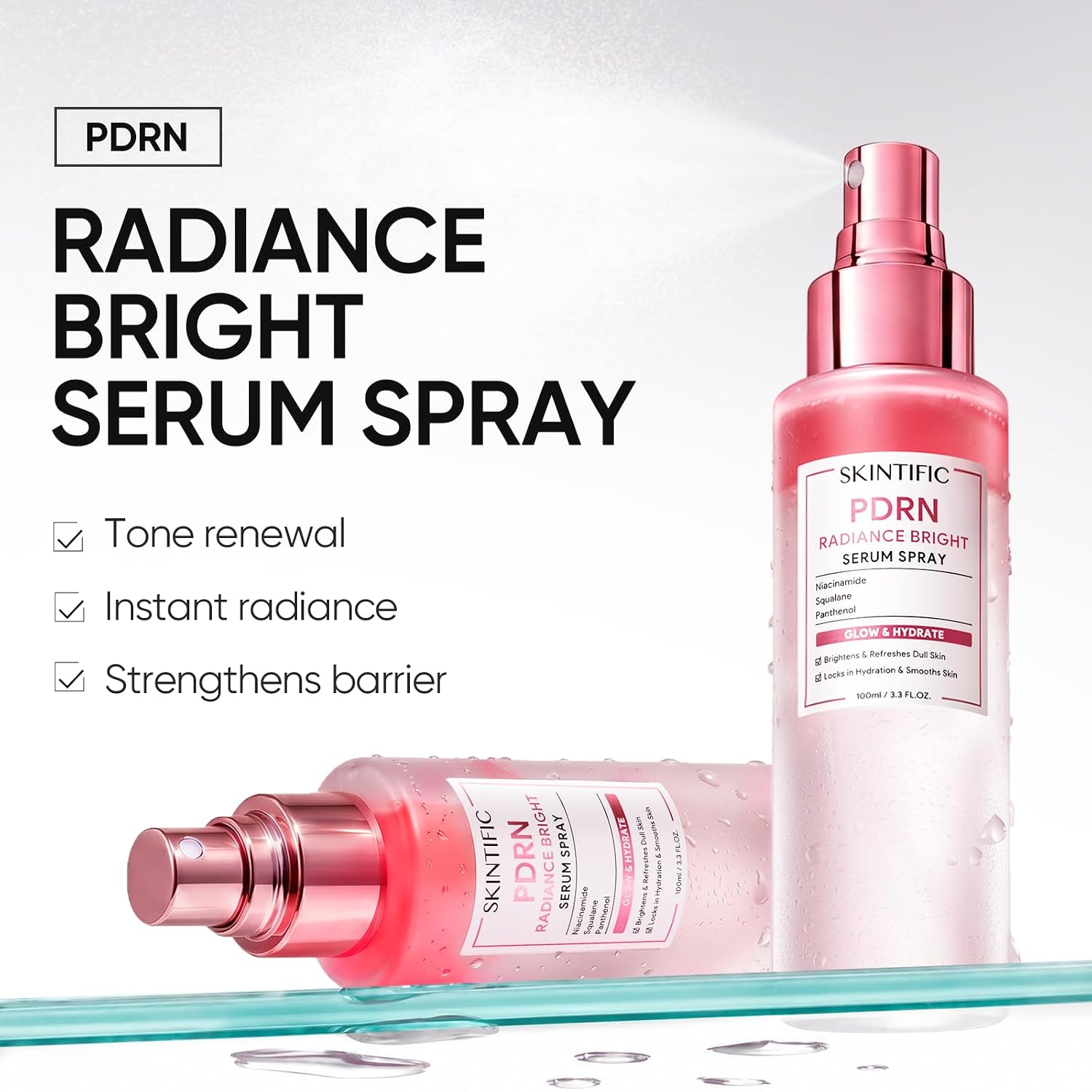 Detalle de SKINTIFIC Salmon DNA Radiance Bright Serum Spray, Bi-Phase Face Mist, 3.3 fl oz