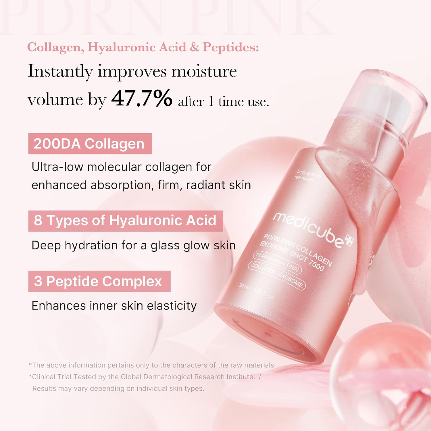 Detalle de Medicube PDRN Pink Kollagen Exosome Shot Serum 7.500 PPM – Flüssiger Hautbooster mit Exosomen, Salmon DNA PDRN & Spicula