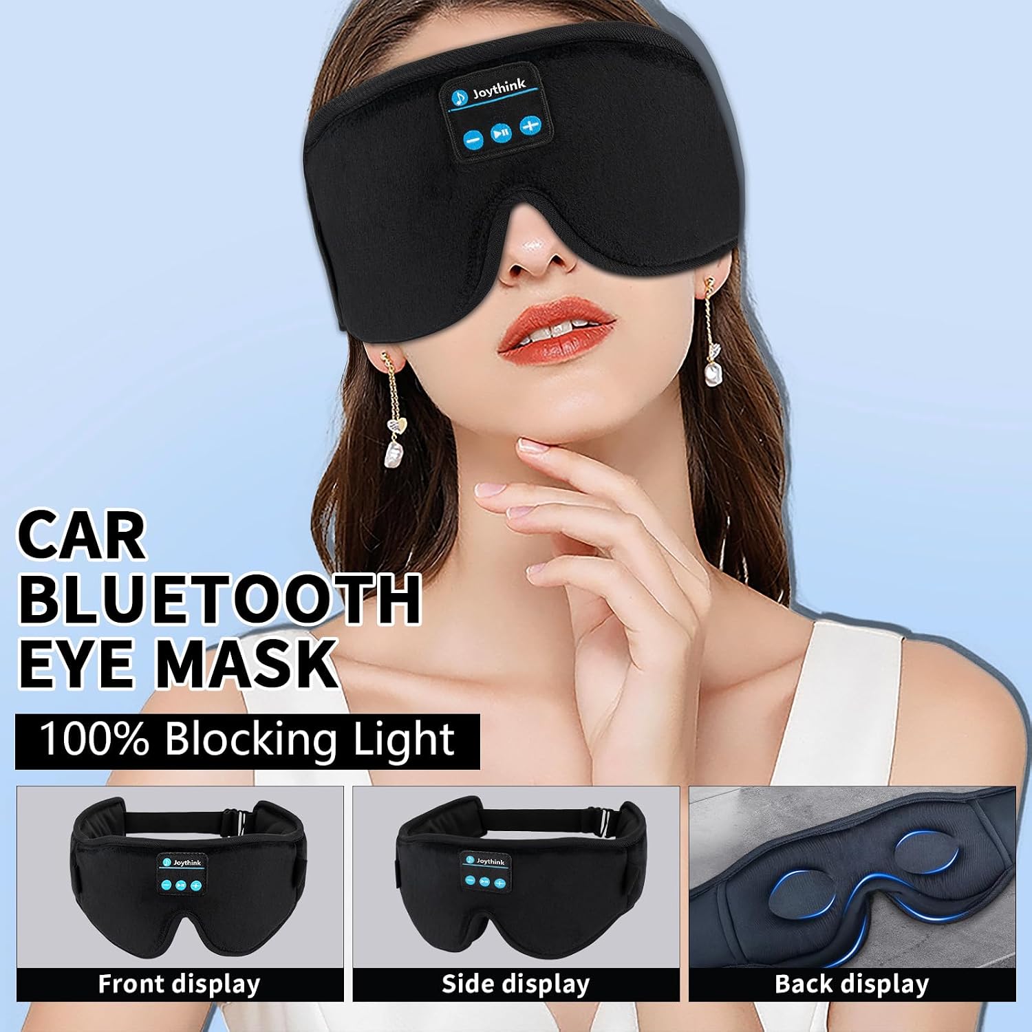 Detalle de Joythink Sleep Headphones Sleep Mask Eye Mask 3D Deep Bluetooth – Black
