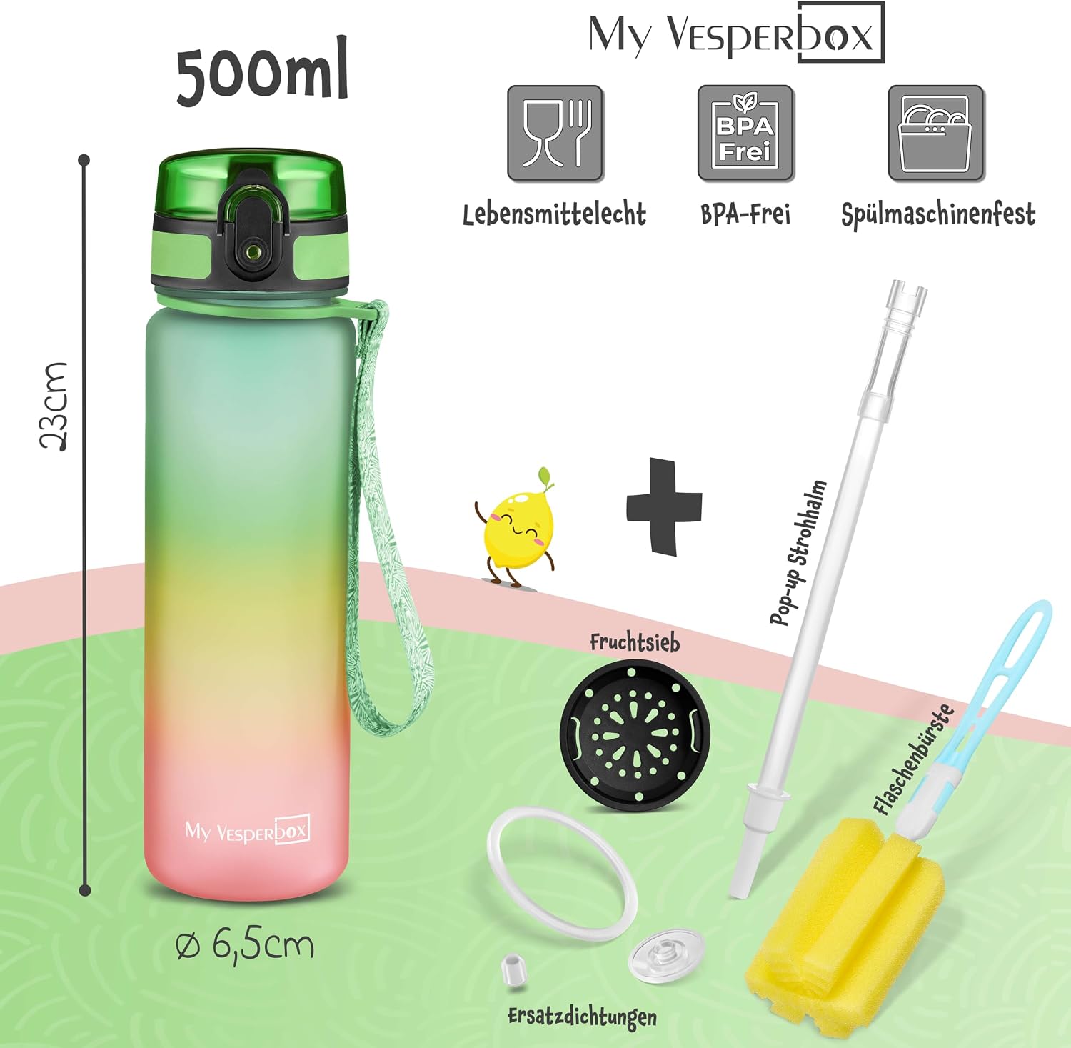 Thumbnail 1 de My Vesperbox Minny Kinder-Trinkflasche 500ml – Auslaufsicher, BPA-frei & Komplett-Set