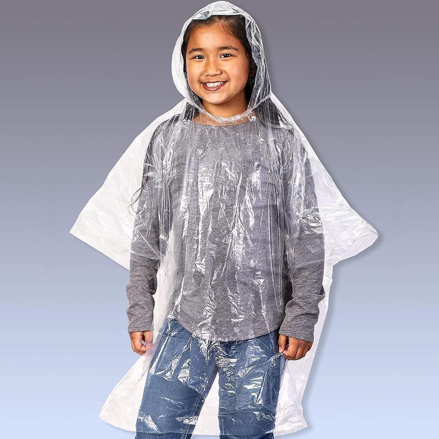 Thumbnail 4 de Juvale Disposable Rain Ponchos with Hoods, 10-Pack, Clear Polyethylene for Kids