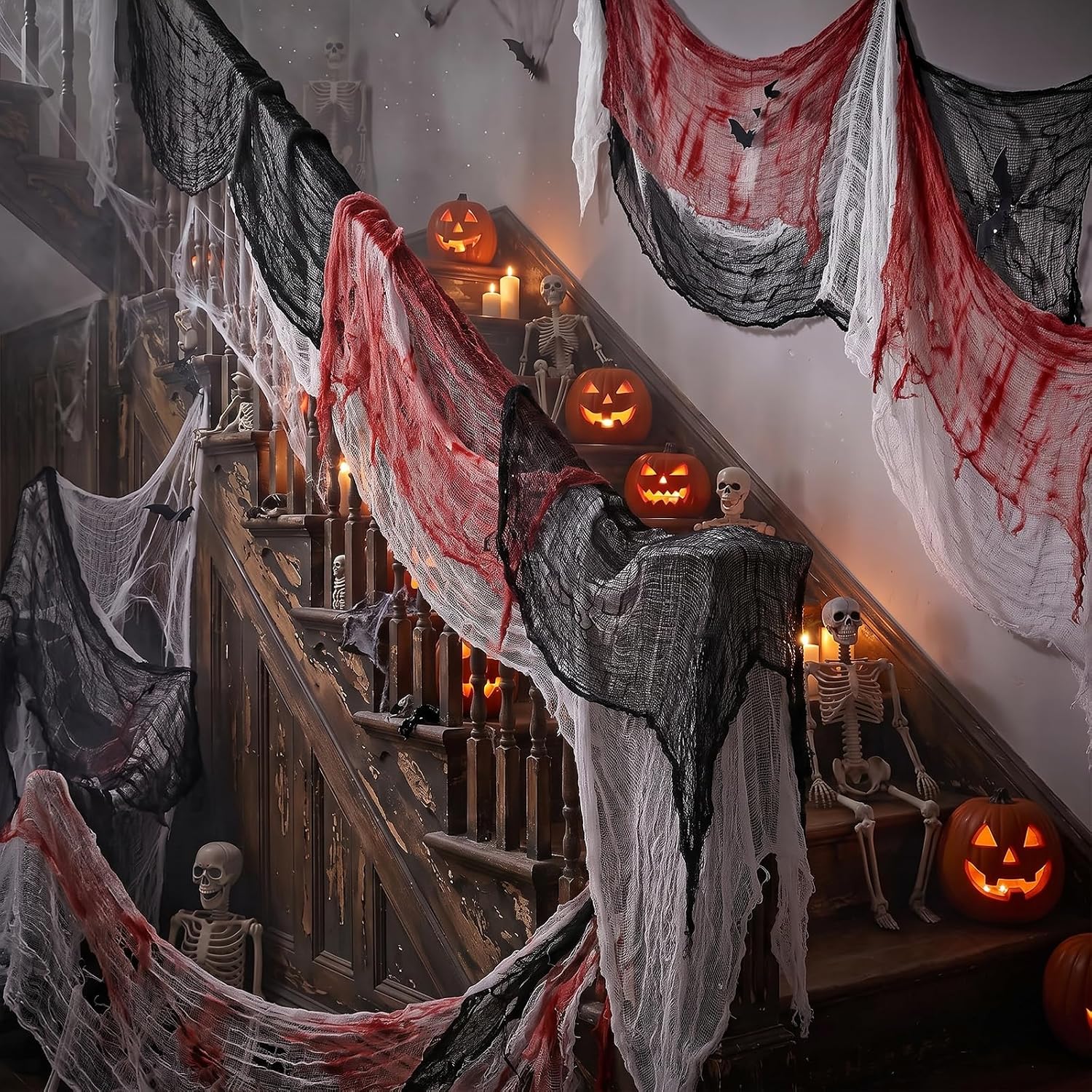 Detalle de Tmflexe ZZW6-F Creepy Cloth Halloween Decorations, 30 x 72 Inch, 6-Pack