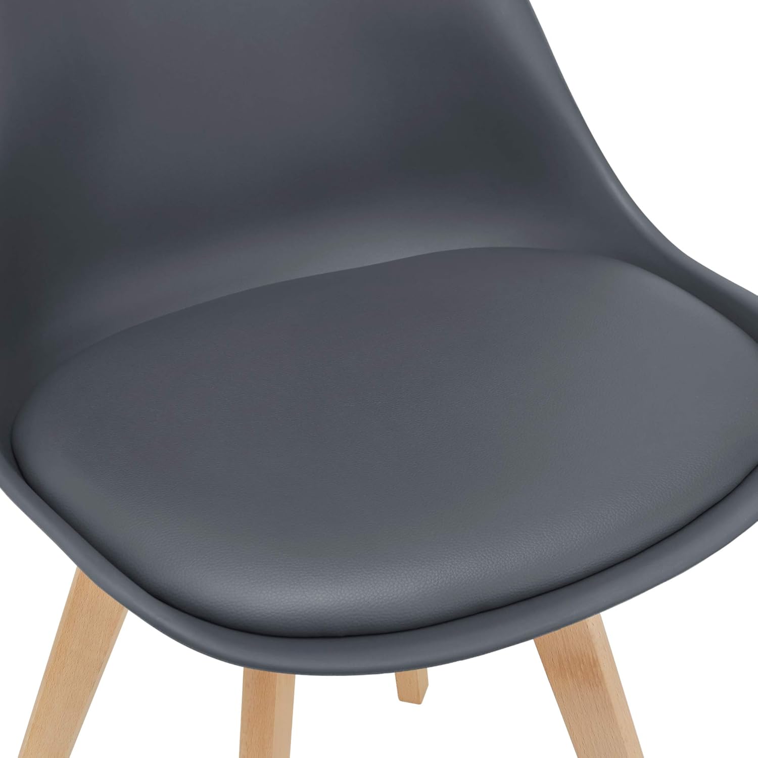 Thumbnail 6 de Set 2 Sedie con Gambe in Faggio e Scocca in Similpelle — Design Ergonomico, Grigio