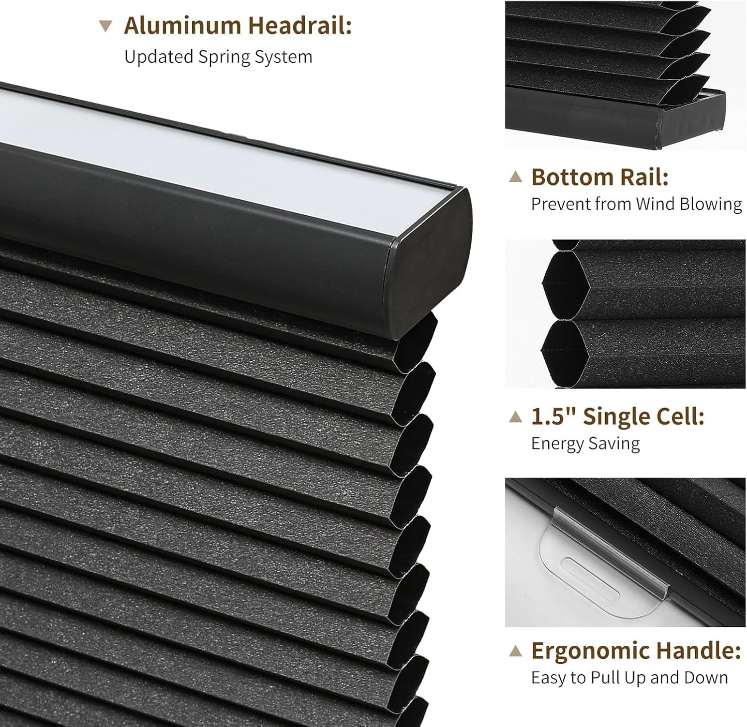 Detalle de Joydeco Blackout Cellular Shades 35" x 64