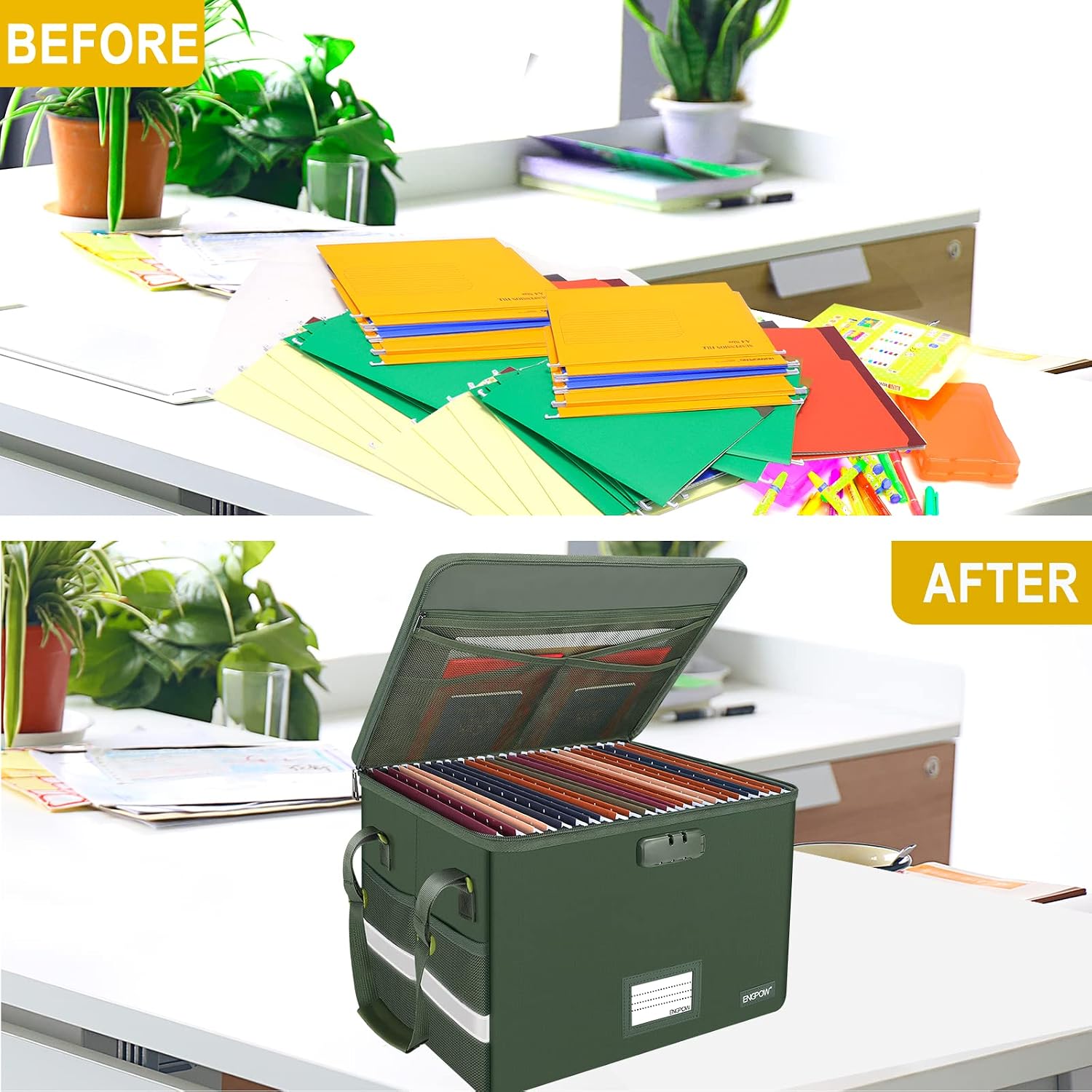 Thumbnail 6 de ENGPOW EG0021 Fireproof File Box with Combination Lock, Collapsible, Green