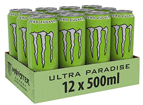 Detalle de Monster Energy Ultra Paradise – koffeinhaltiger Energy Drink mit Apfel, Kiwi und Gurke (12 x 500 ml)