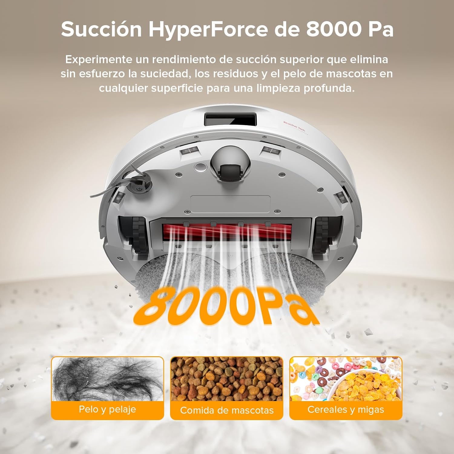 Detalle 2 de Roborock QV 35A Robot Aspirador 🧹 Con 8000Pa y Mopa Elevable