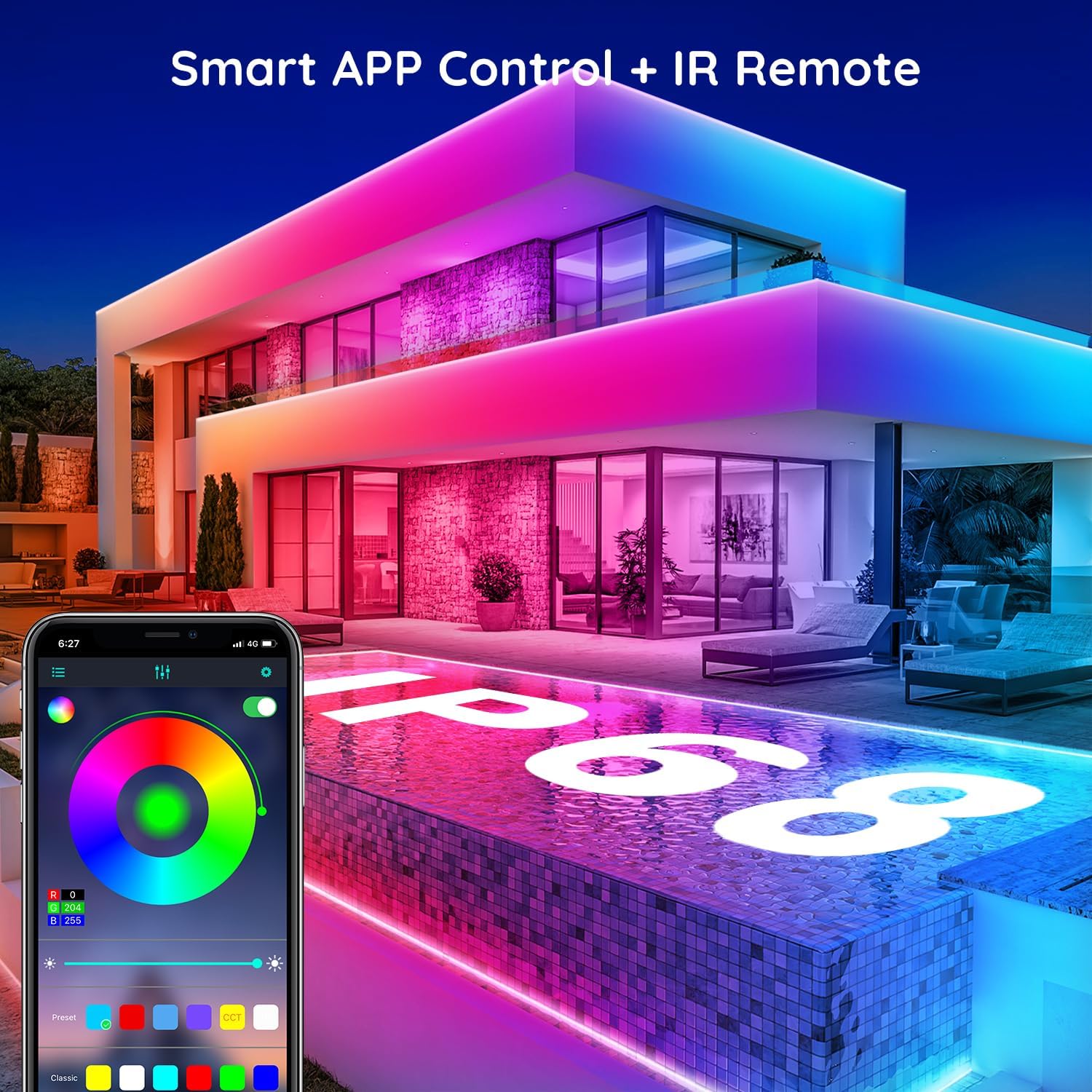 Detalle de LETIANPAI 30m Outdoor LED Strip Lights, IP68, Bluetooth and Music Sync