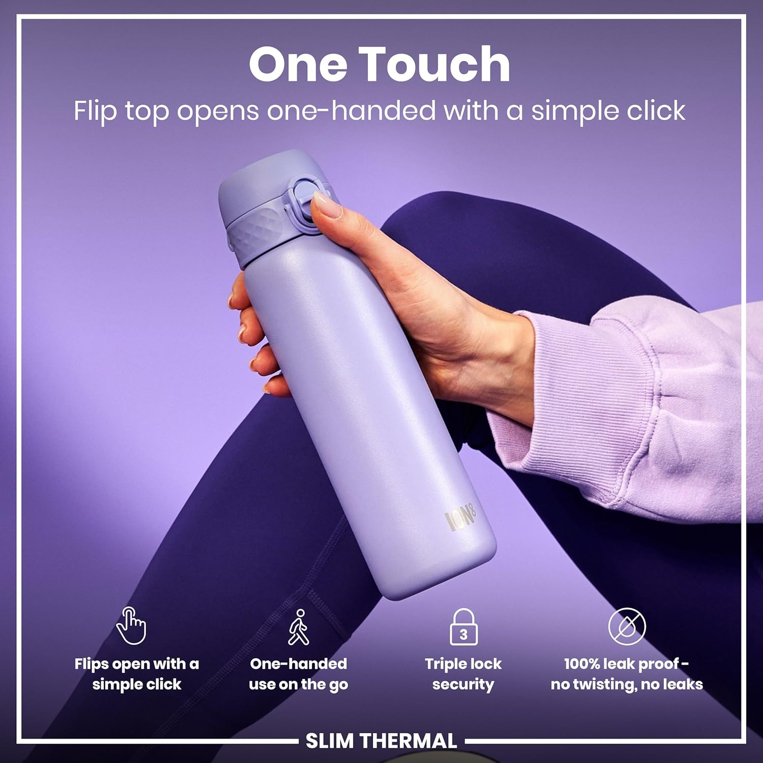 Detalle de ION8 Vacuum Insulated Steel Water Bottle, 500 ml (17 oz) – Leak Proof & Dishwasher Safe
