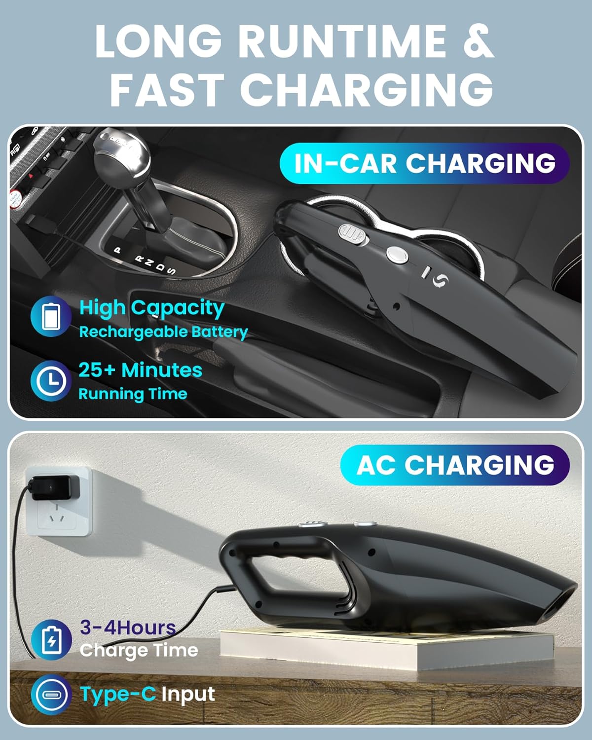 Detalle 2 de SERVOMASTER SM01 Aspirador de mano recargable sin cable con filtro HEPA para coche y hogar