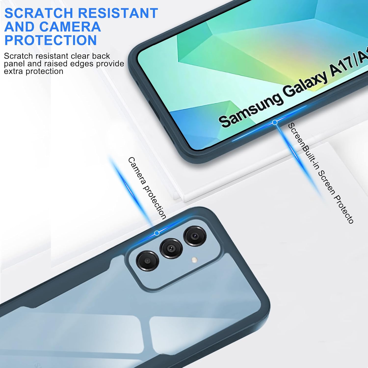 Detalle de WeiCase Hülle für Samsung A17 / A16 4G/5G – Transparente 360° Schutzhülle mit Displayschutz, ultradünn (Grün)