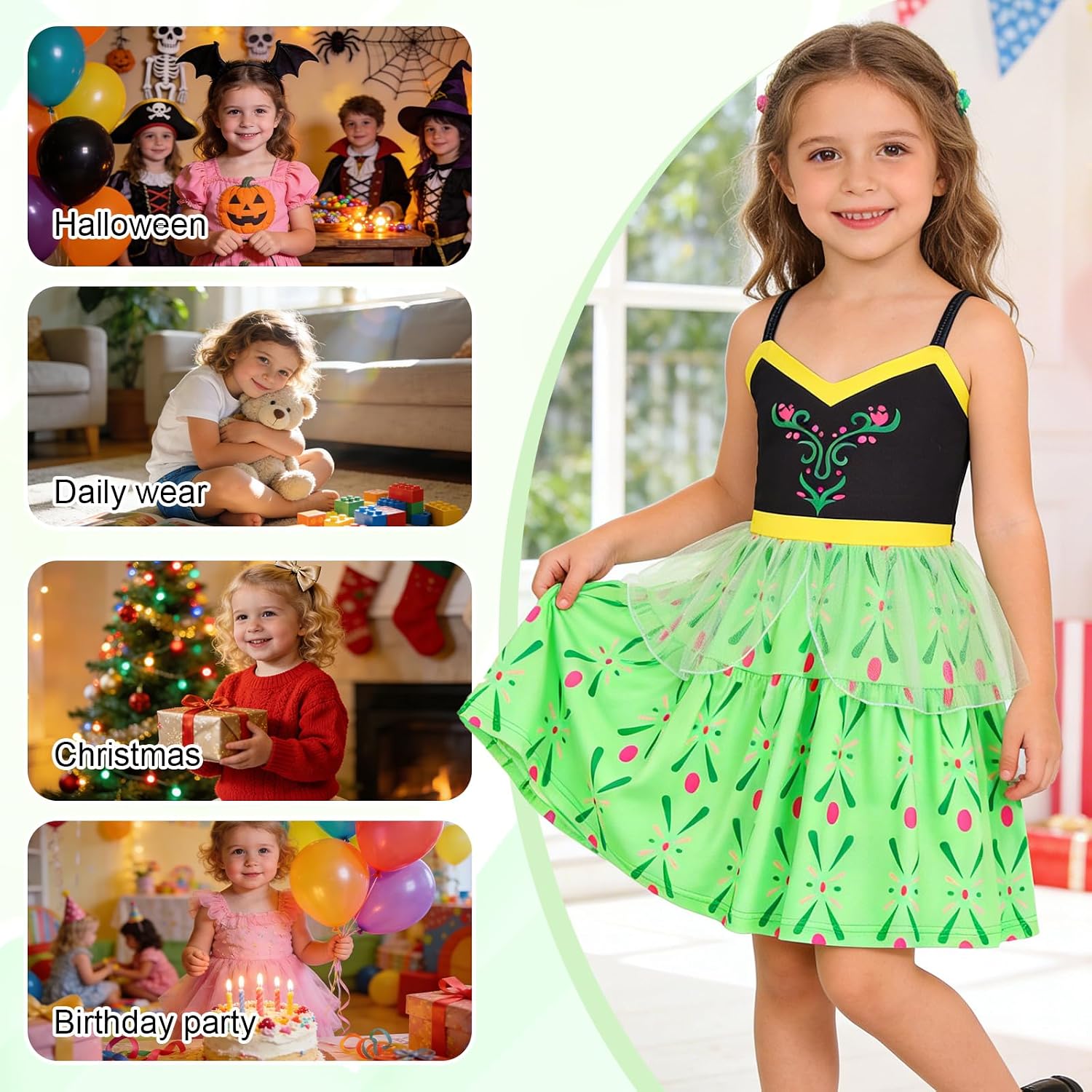 Detalle de AmzBarley Princess Dress for Girls, Sleeveless Tulle Costume with Adjustable Straps