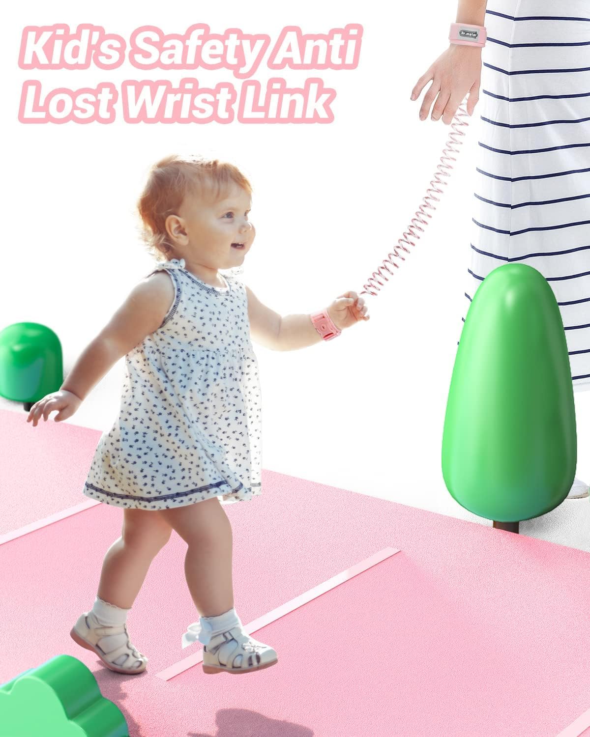 Thumbnail 6 de Dr.meter 2 Pack Toddler Reins 1.2m – Secure Wrist Straps with Key Lock, Reflective 360° Swivel (Pink & Green)