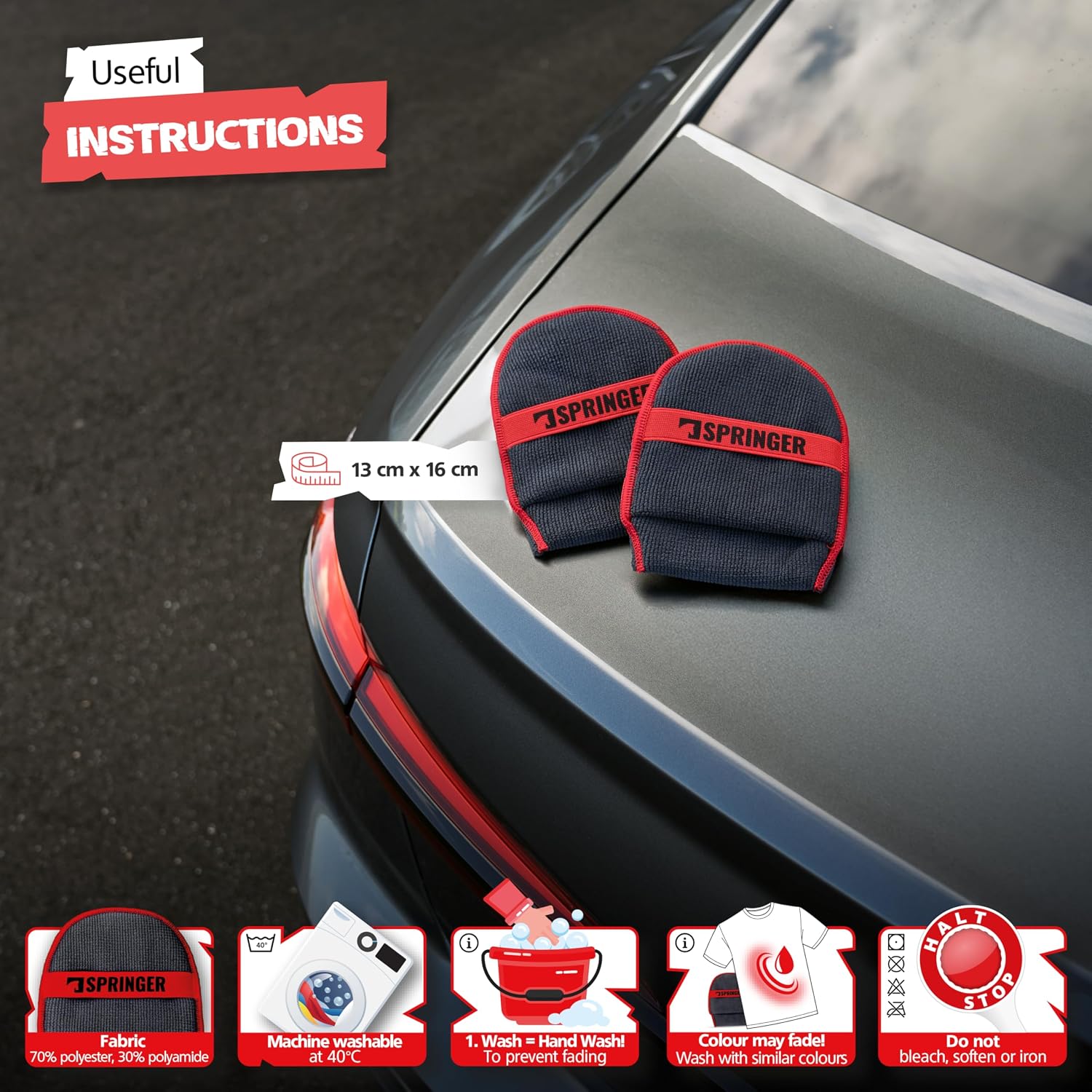 Thumbnail 6 de SPRINGER ZX1100 auto-applicatorpads van microvezel, set van 2 voor polish en was