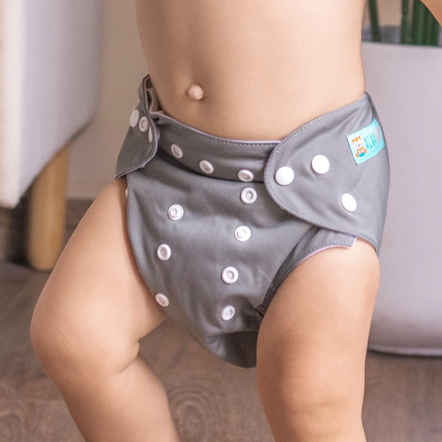 Detalle 2 de ALVABABY One-Size Cloth Diaper Set, 6 Diapers, 12 Inserts, Adjustable Fit