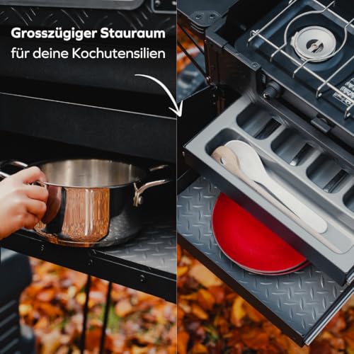 Thumbnail 6 de NATURBUMMLER CompactCook+ 2.0: Faltbare Campingküche mit Gasherd, Spüle & Stauraum