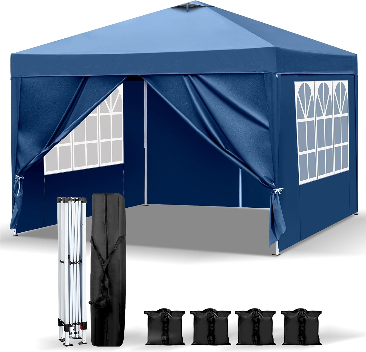 LEADZM Pavillon 3x3m – stabiles Pop-up Faltpavillon mit Belüftung, UV-Schutz und 4 Seiten