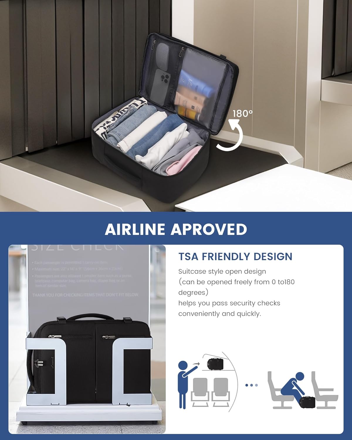 Thumbnail 6 de LOVEVOOK Ryanair Cabin Bags 40x30x20 Travel Backpack Underseat
