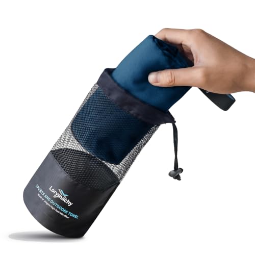 Detalle de Lorymachy Mikrofaser-Handtuch 100x200 cm – schnelltrocknendes Fitness- und Strandtuch, 250 GSM, Petrolblau