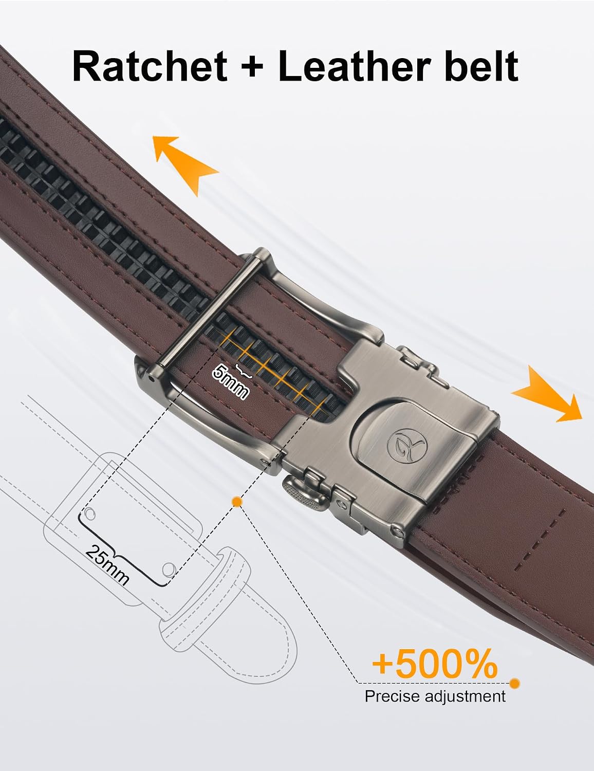 Detalle de JUKMO leather ratchet belt 38 mm for men