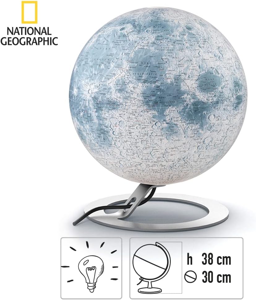 Thumbnail 3 de Tecnodidattica Mappamondo National Geographic Luna – Mappa Lunare Luminoso, Girevole e con Base in Alluminio