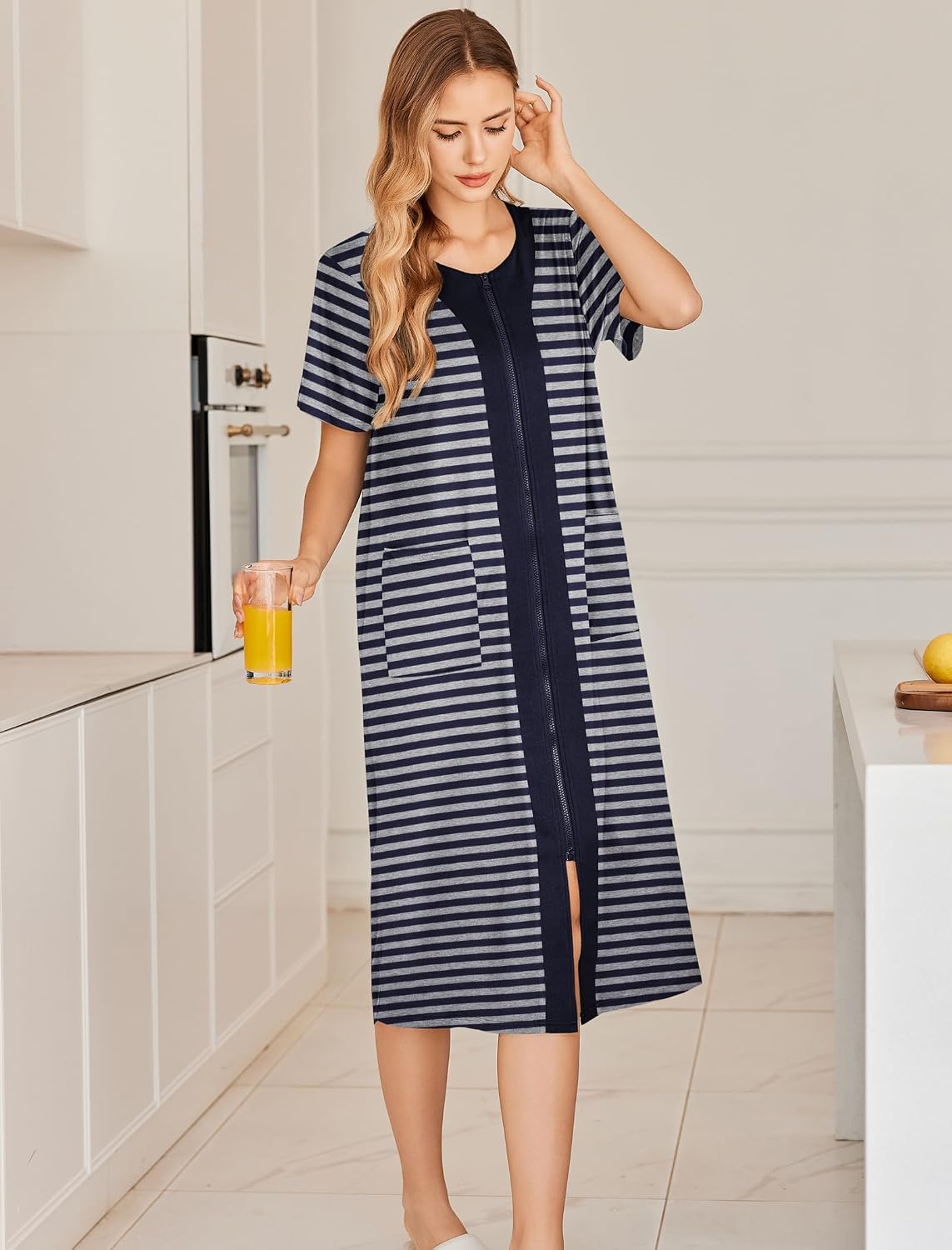 Detalle 2 de Ekouaer Zipper Bathrobe Polyester-Spandex Fabric