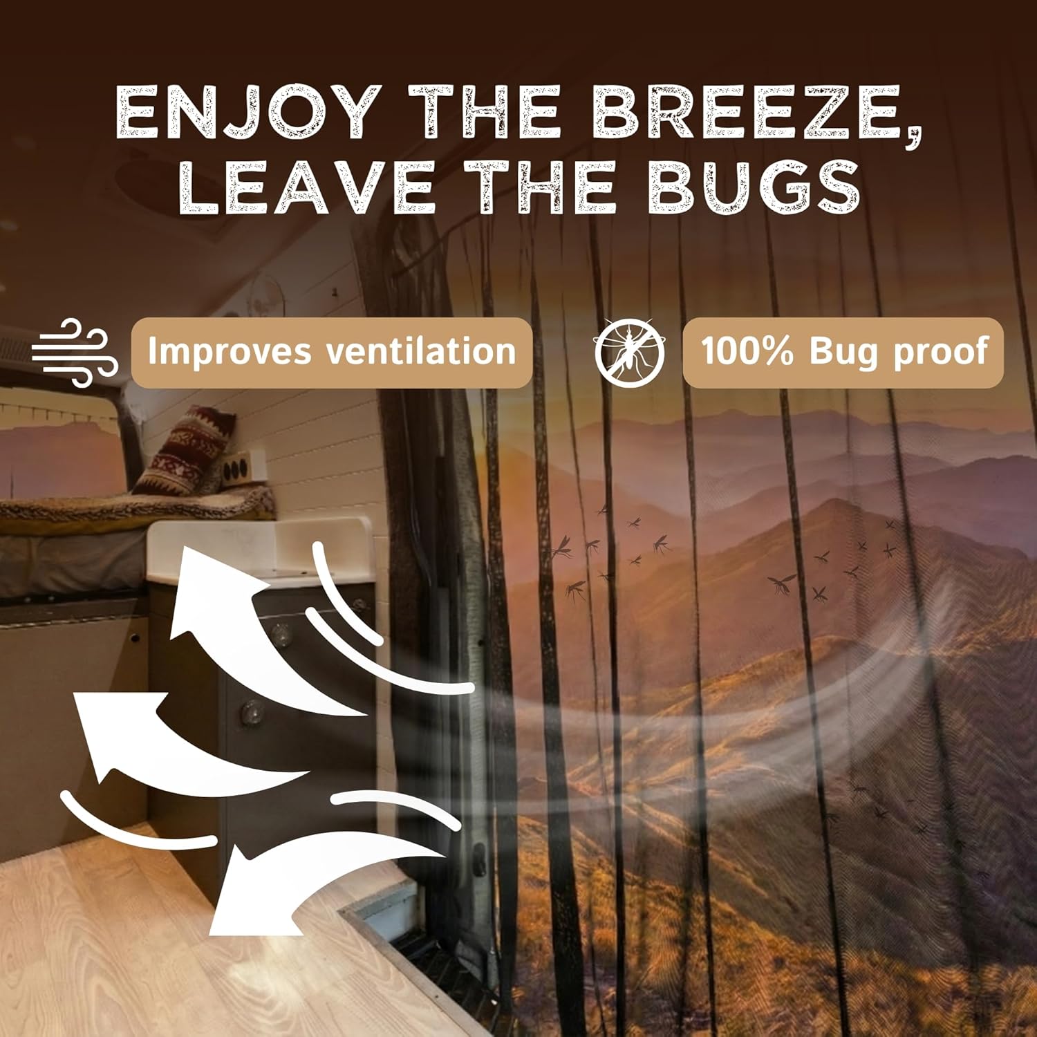 Thumbnail 5 de Living in a Bubble Van Insektennetz für Mercedes-Benz Sprinter, Renault Master und VW Crafter (Hoch-/Superhochdach) mit Schiebetür-Magnetverschluss