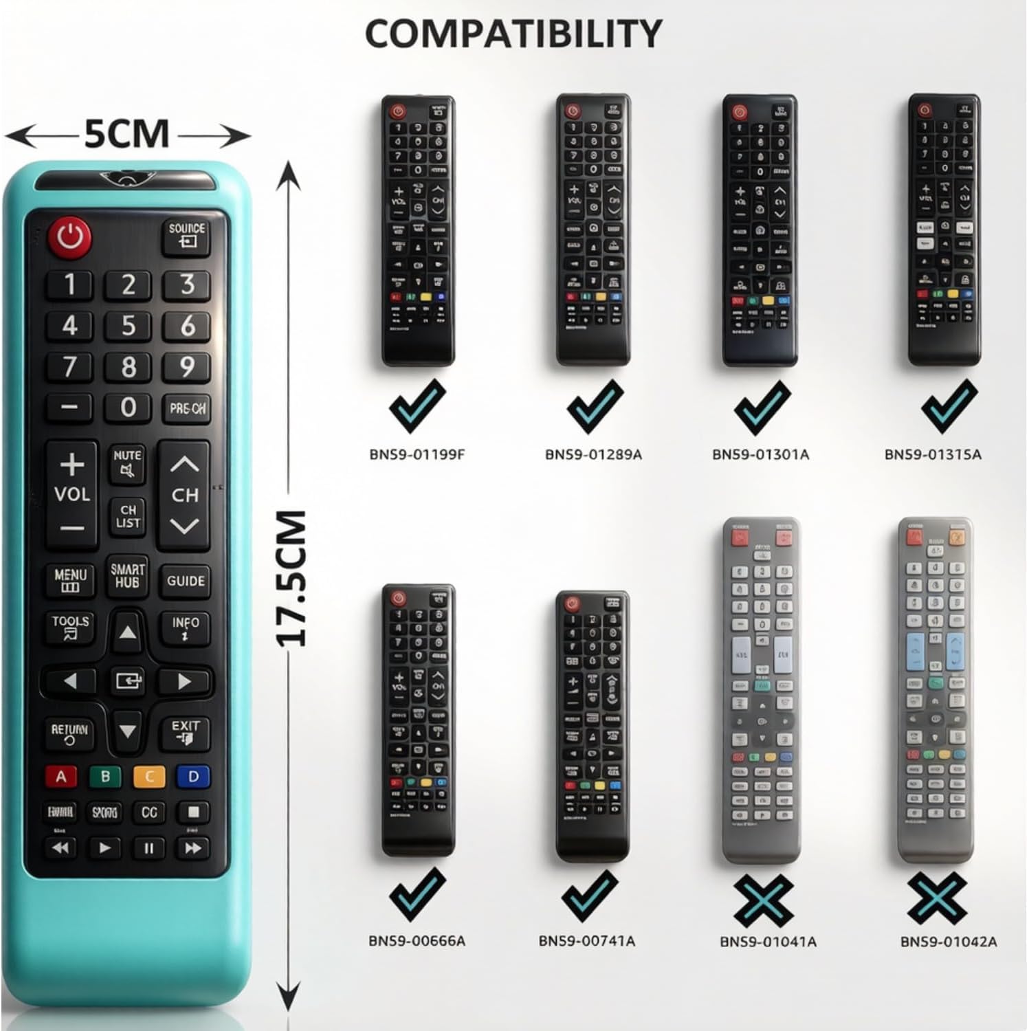 Detalle de Silicone remote cover for Samsung TV remotes (BN59-01175N / BN59-01315B / AA59-00741A / AA59-00786A) – washable anti-slip case with lanyard