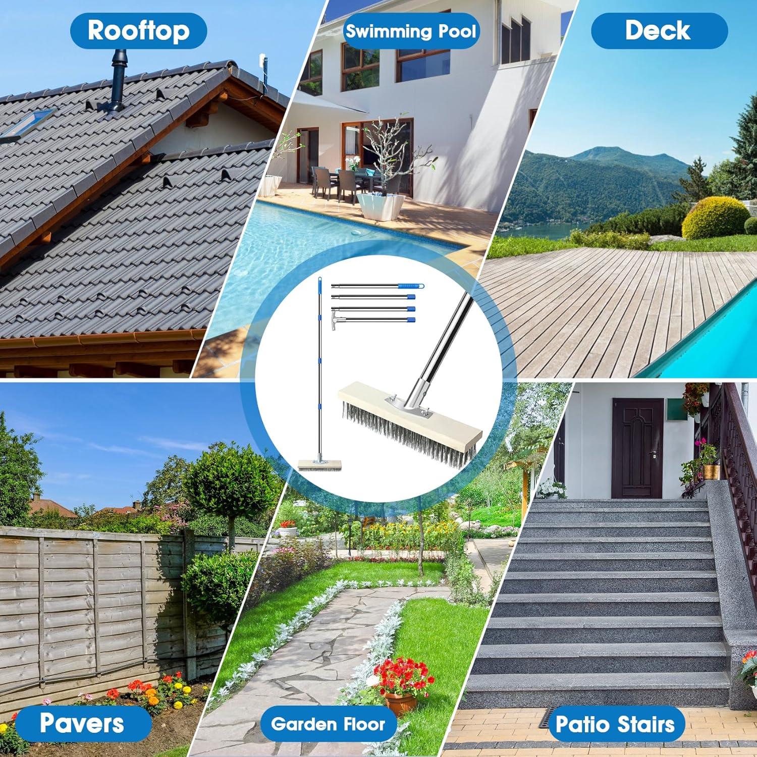 Thumbnail 5 de EzKamfort Ezkamfort Wire Broom with 163cm Adjustable Handle – stainless steel bristle patio scrubber