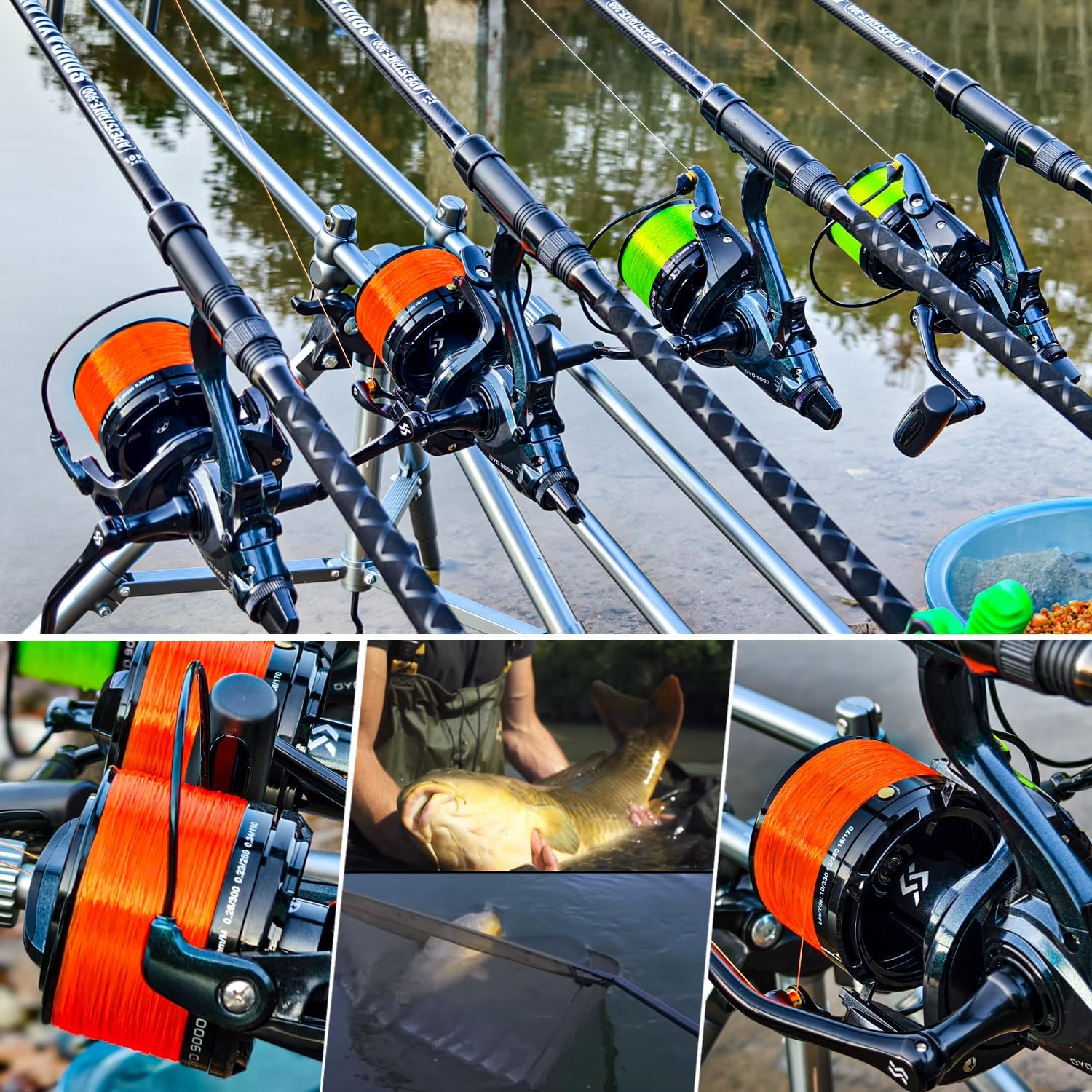 Thumbnail 3 de Yun Nong fluoreszierende Karpfenschnur – schnell sinkend, Monofilament, 300 m/1000 m (0,28–0,40 mm) für Süßwasser