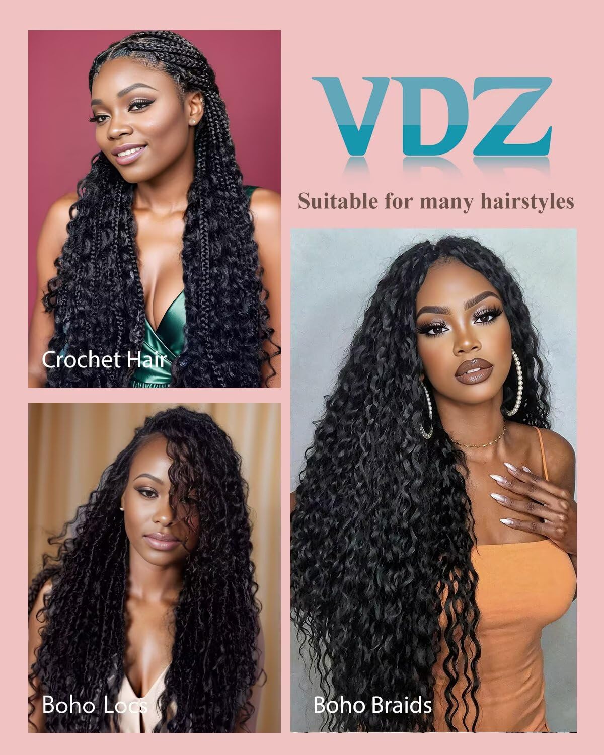 Thumbnail 5 de Human Crochet Hair for Black Women — 18-Inch Feather Burmese Curly Crochet Hair, 55g per Pack (40 Strands)