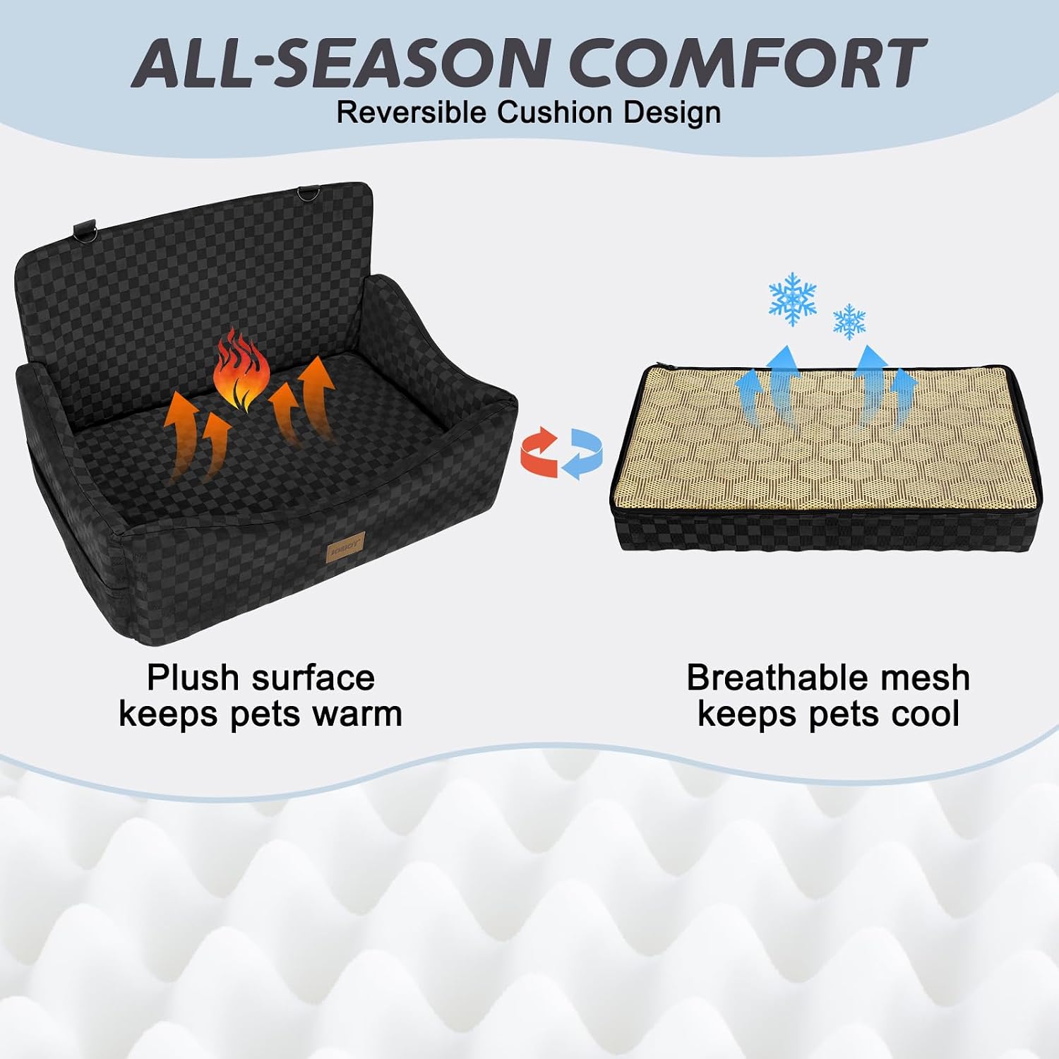Detalle de JOEJOY Large Dog Car Seat: Memory Foam Booster for Medium to Large Dogs